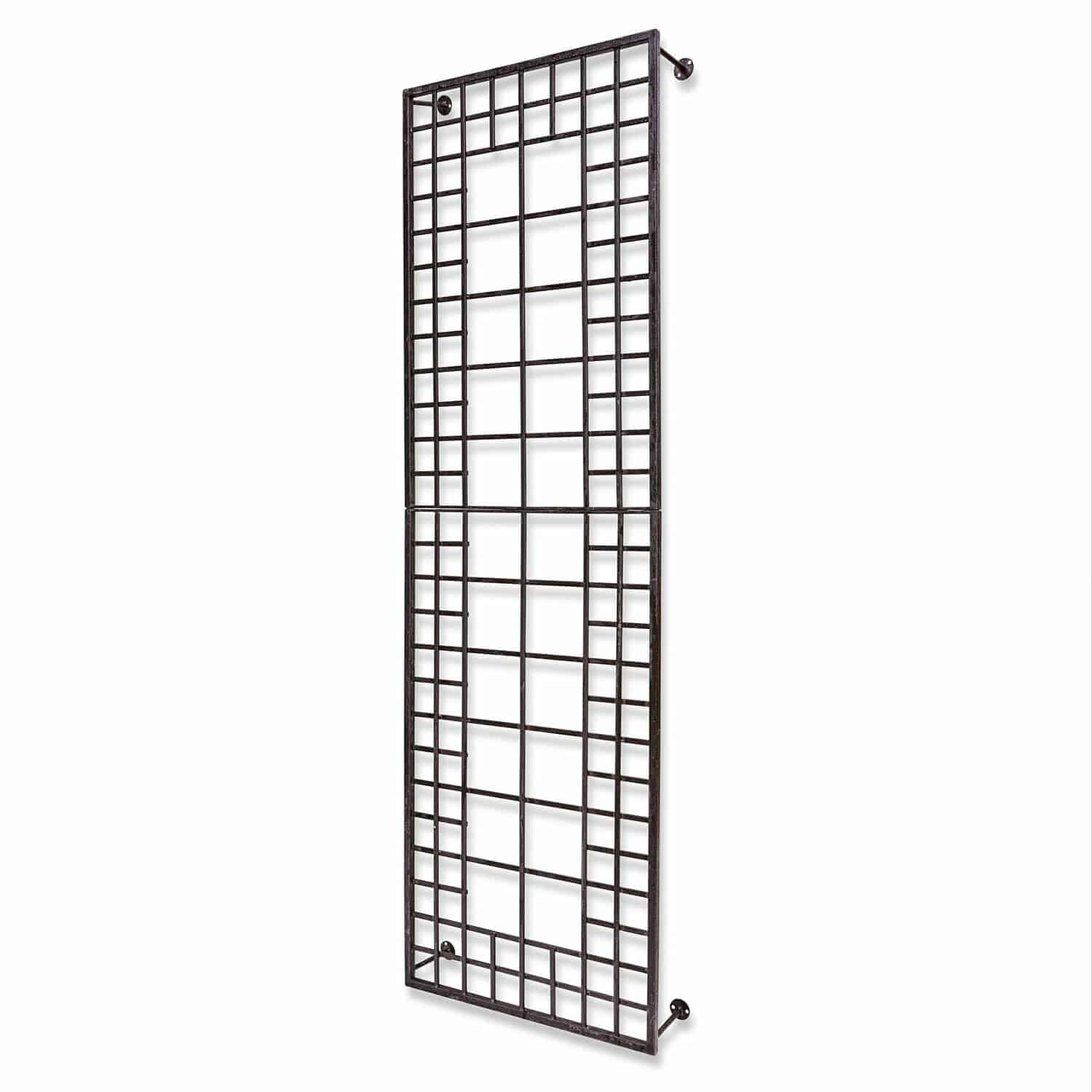 Treillis Sulfolk Grille murale noire en métal avec motif géométrique pour décoration et support de plantes