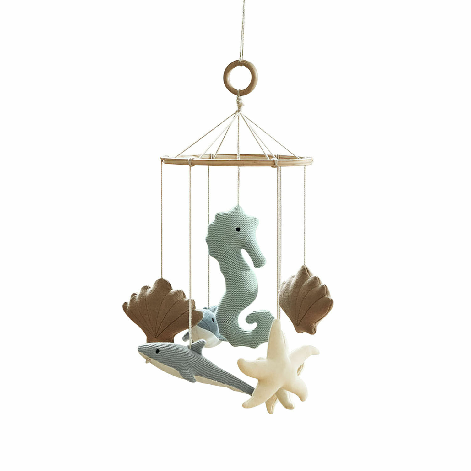 Mobile Twinkledream Mobile en bois avec peluches marines pastel suspendues pour décoration chambre bébé