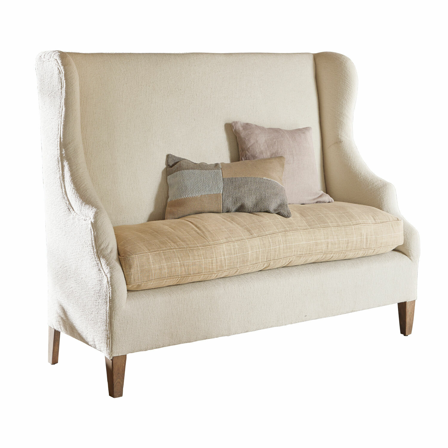crème/beige Canapé Ombra crème avec coussin beige et pieds en bois, meuble confortable pour salon