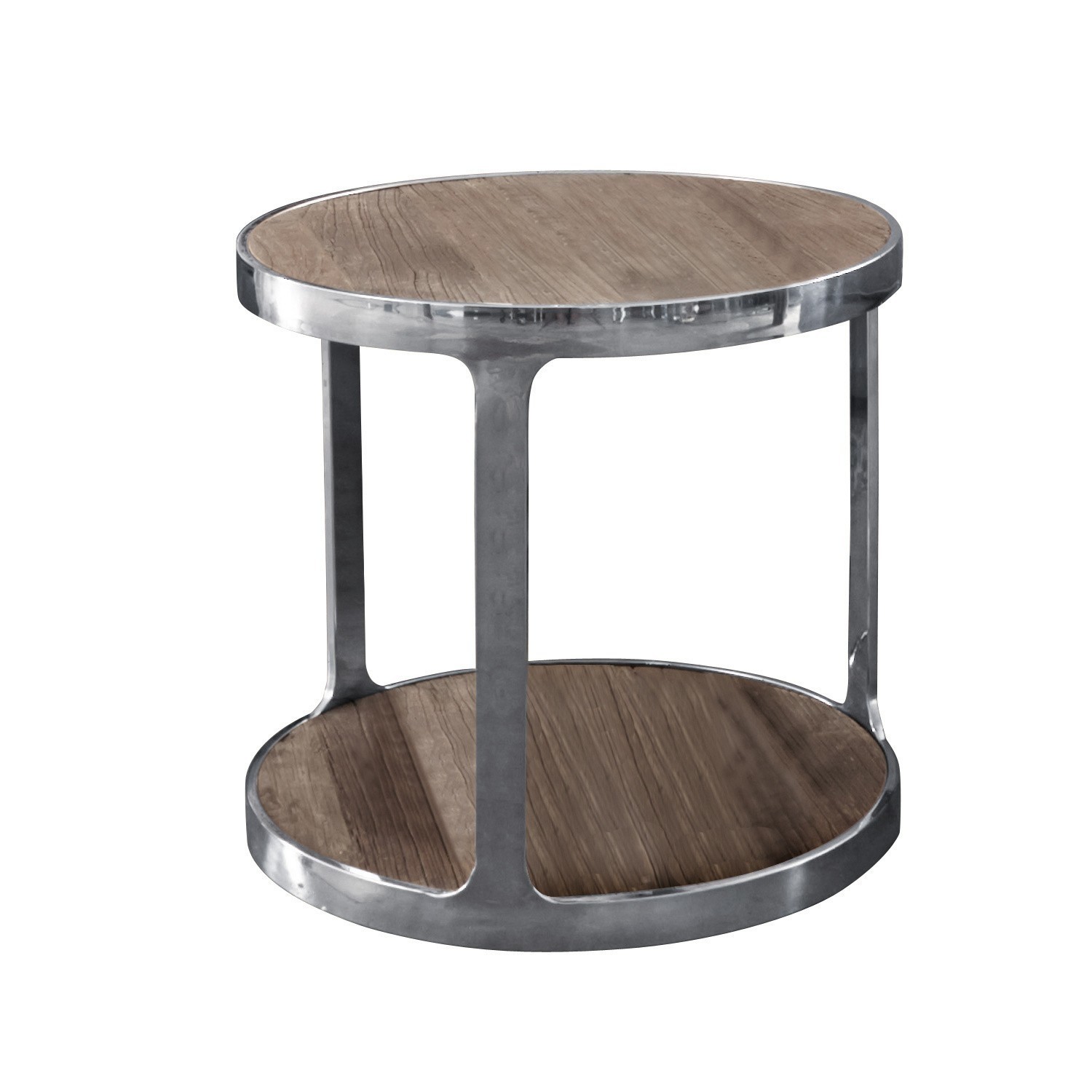 Table basse Warren Table basse ronde avec cadre en métal et plateaux en bois couleur naturelle, design moderne