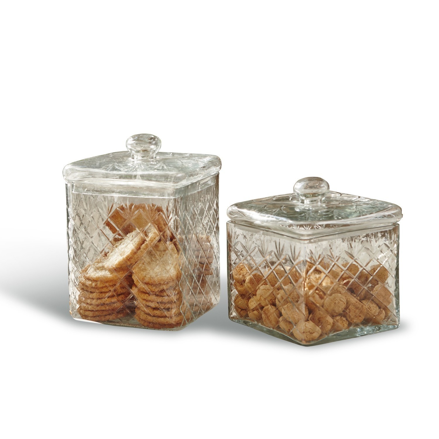 Lot de 2 bonbonnières en verre Cherie
