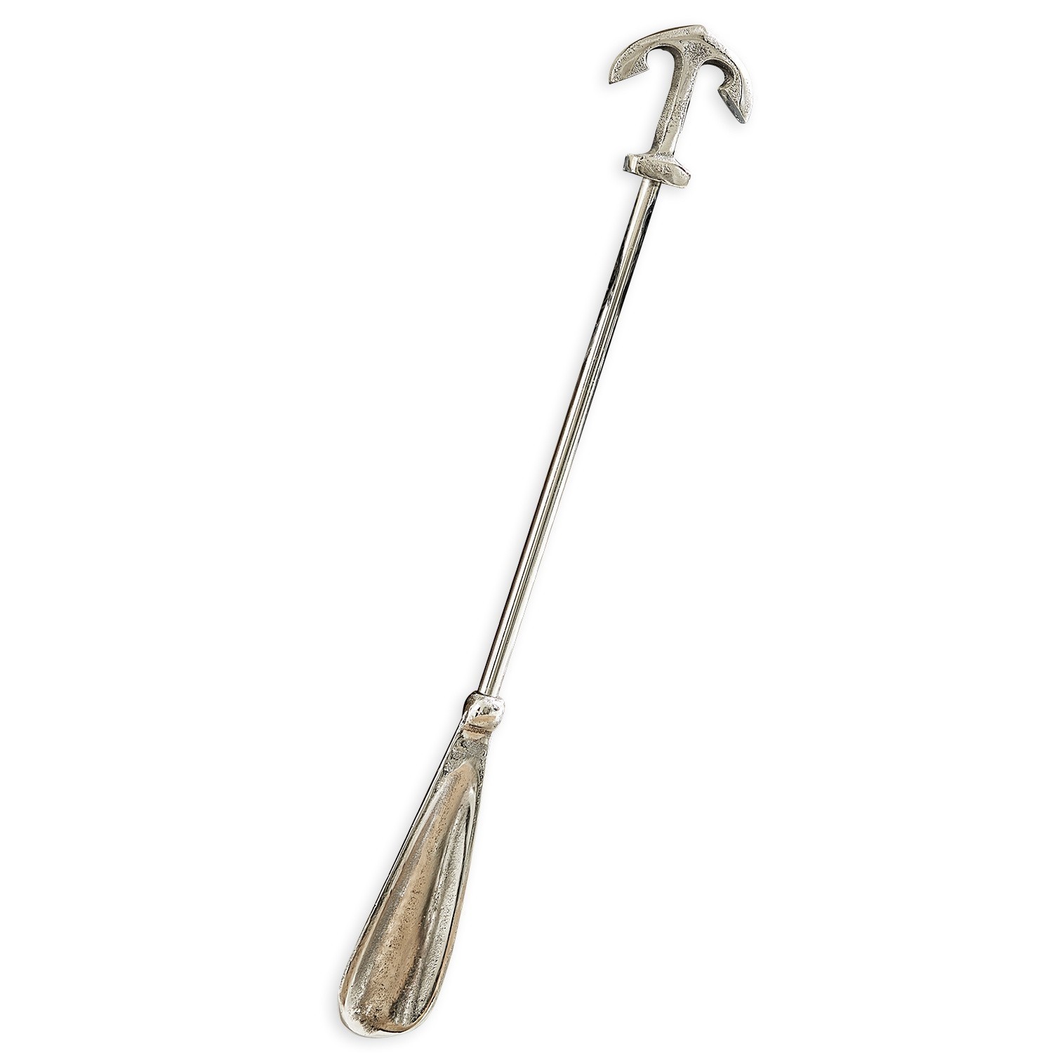 Chausse-pied Priam Chausse-pied en métal argenté avec poignée en forme d'ancre, accessoire pratique pour la maison