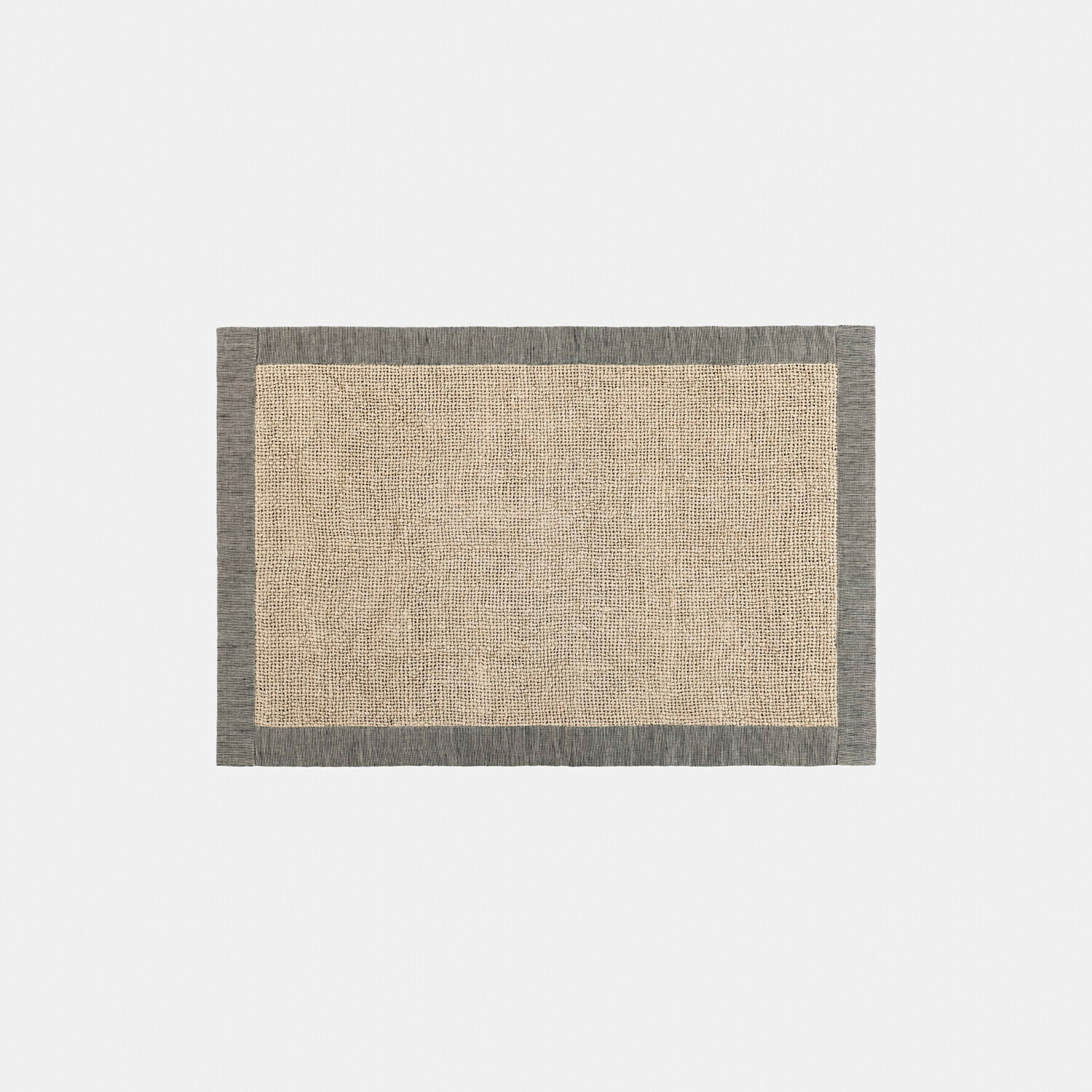 Tapis de bain Wilder Tapis rectangulaire en jute naturelle avec bordure grise, accessoire durable pour la décoration intérieure