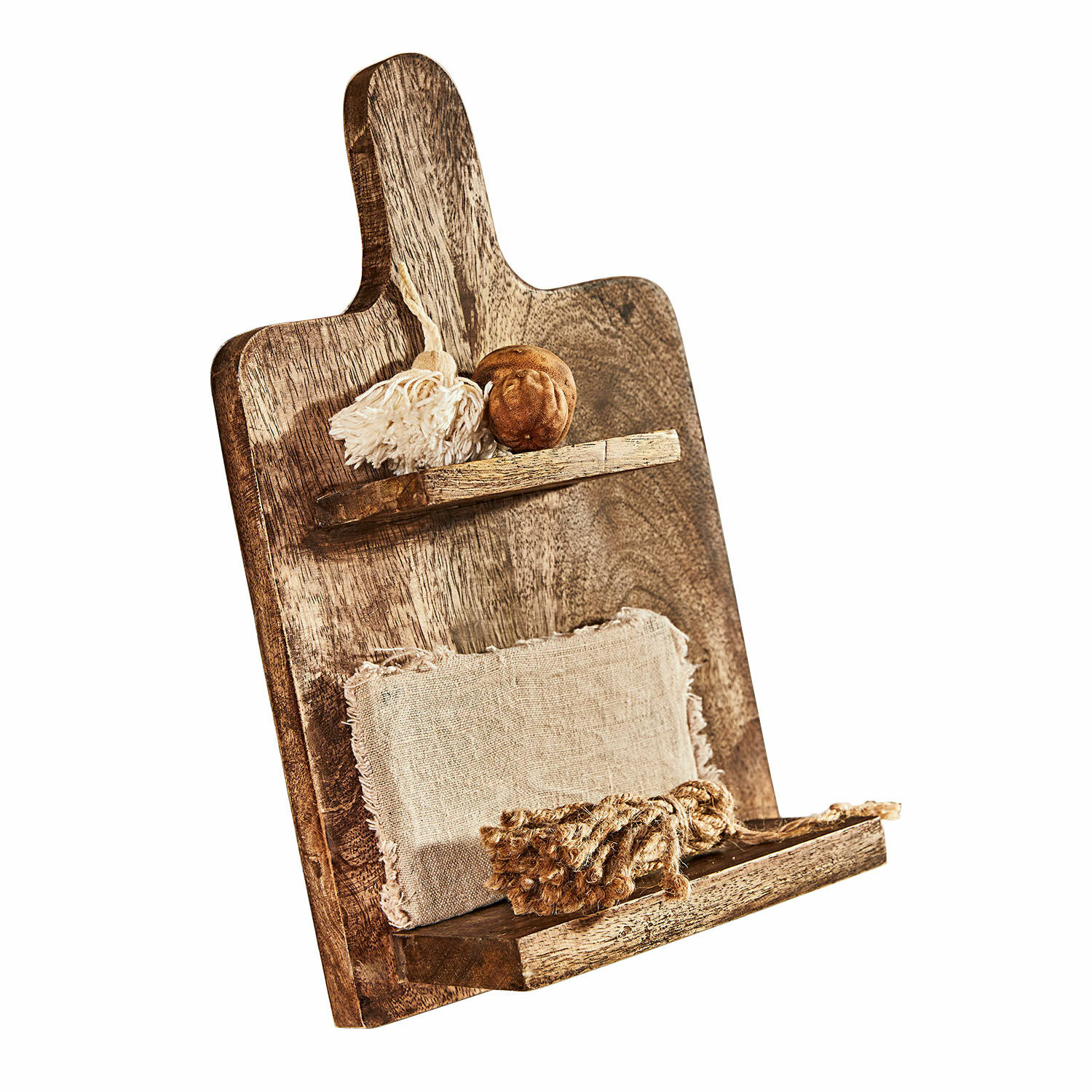 Étagère murale Novillard Planche en bois rustique avec étagères et décorations naturelles pour cuisine ou salon