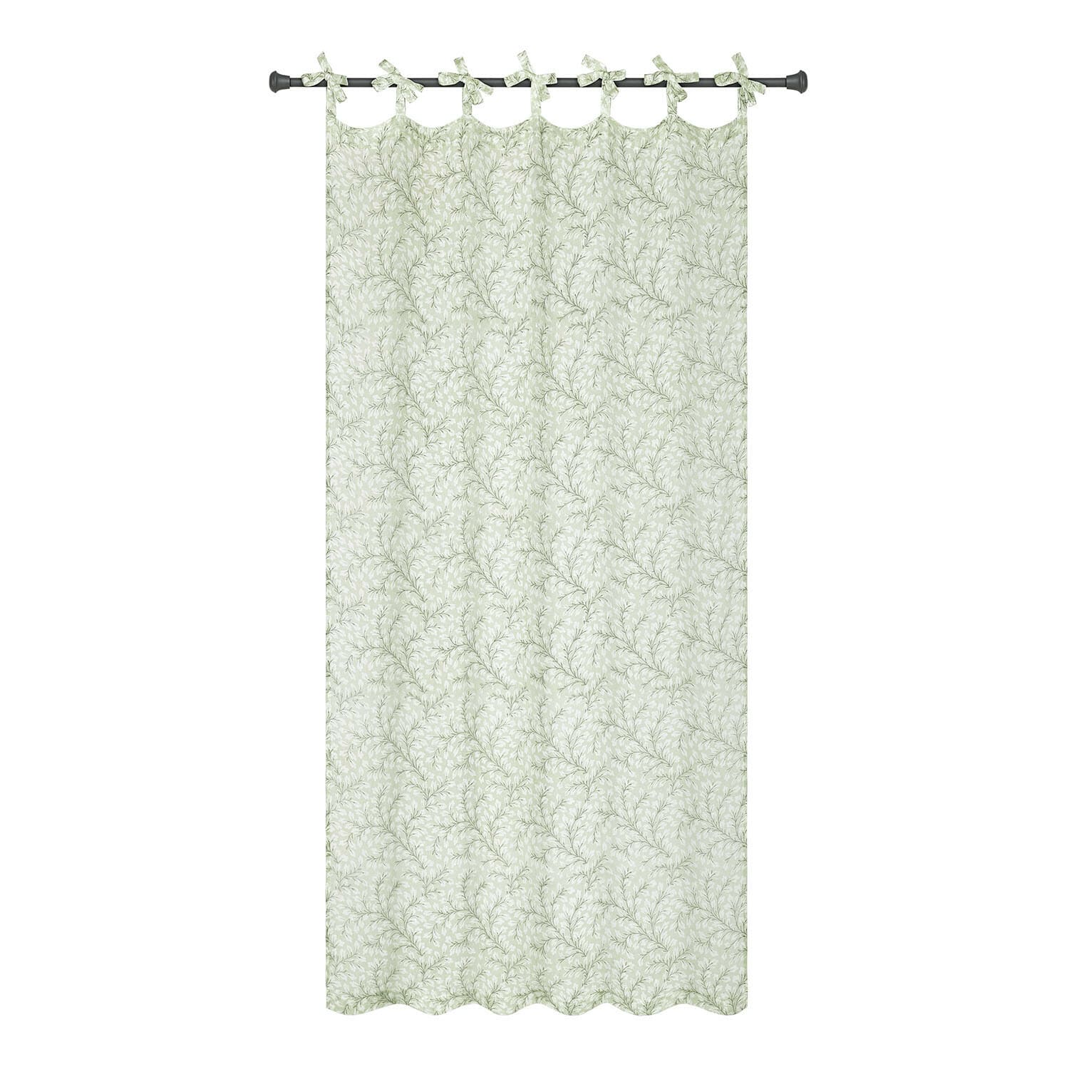 Rideau Norelline Rideau en coton vert clair avec motif végétal délicat, décoration de fenêtre élégante