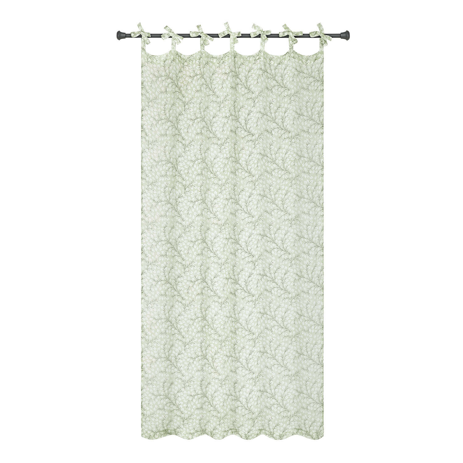 Rideau Norelline Rideau en coton vert clair avec motif végétal délicat, décoration de fenêtre élégante