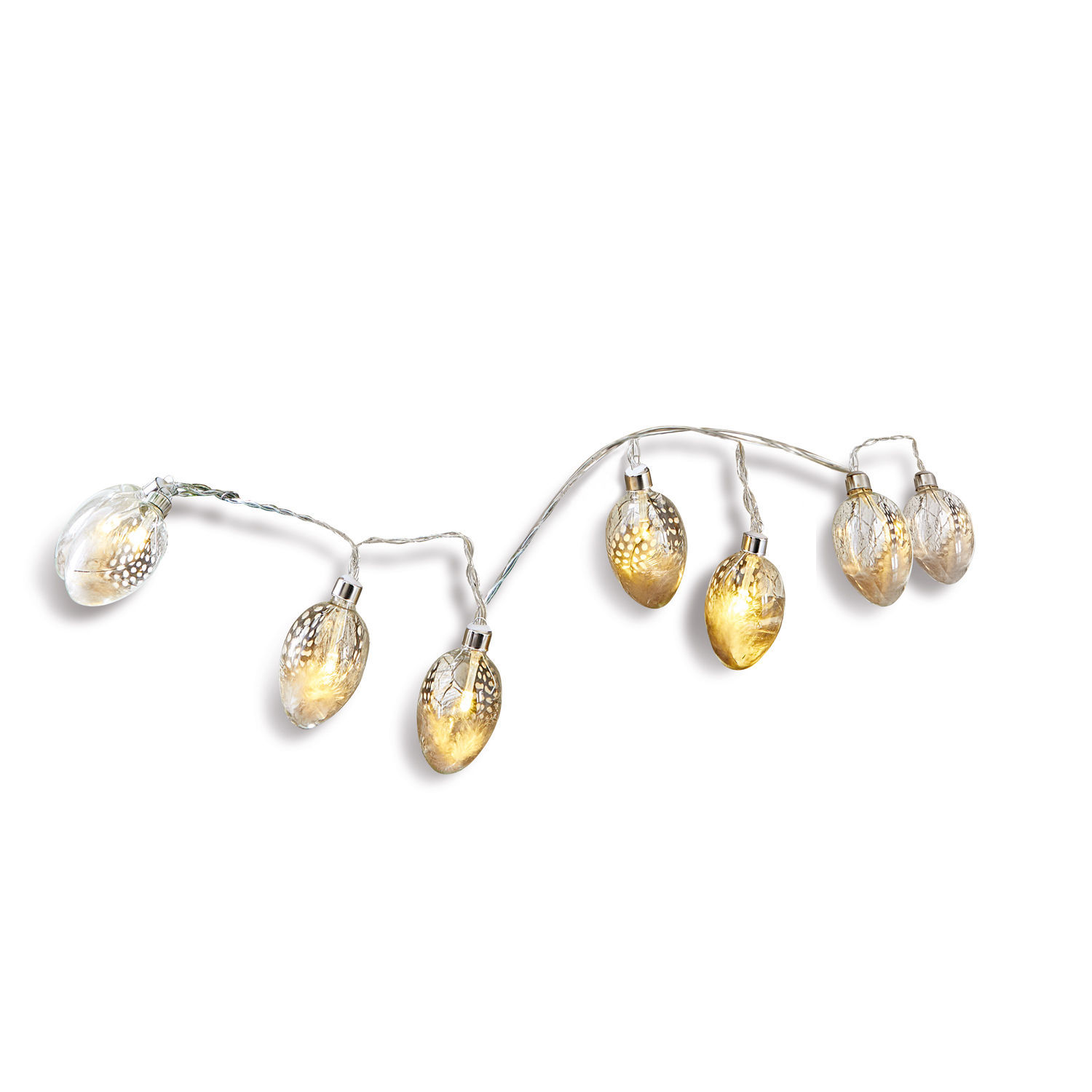 Guirlande lumineuse Meleren Guirlande lumineuse en verre transparent en forme d'œufs avec lumière chaude, décoration festive