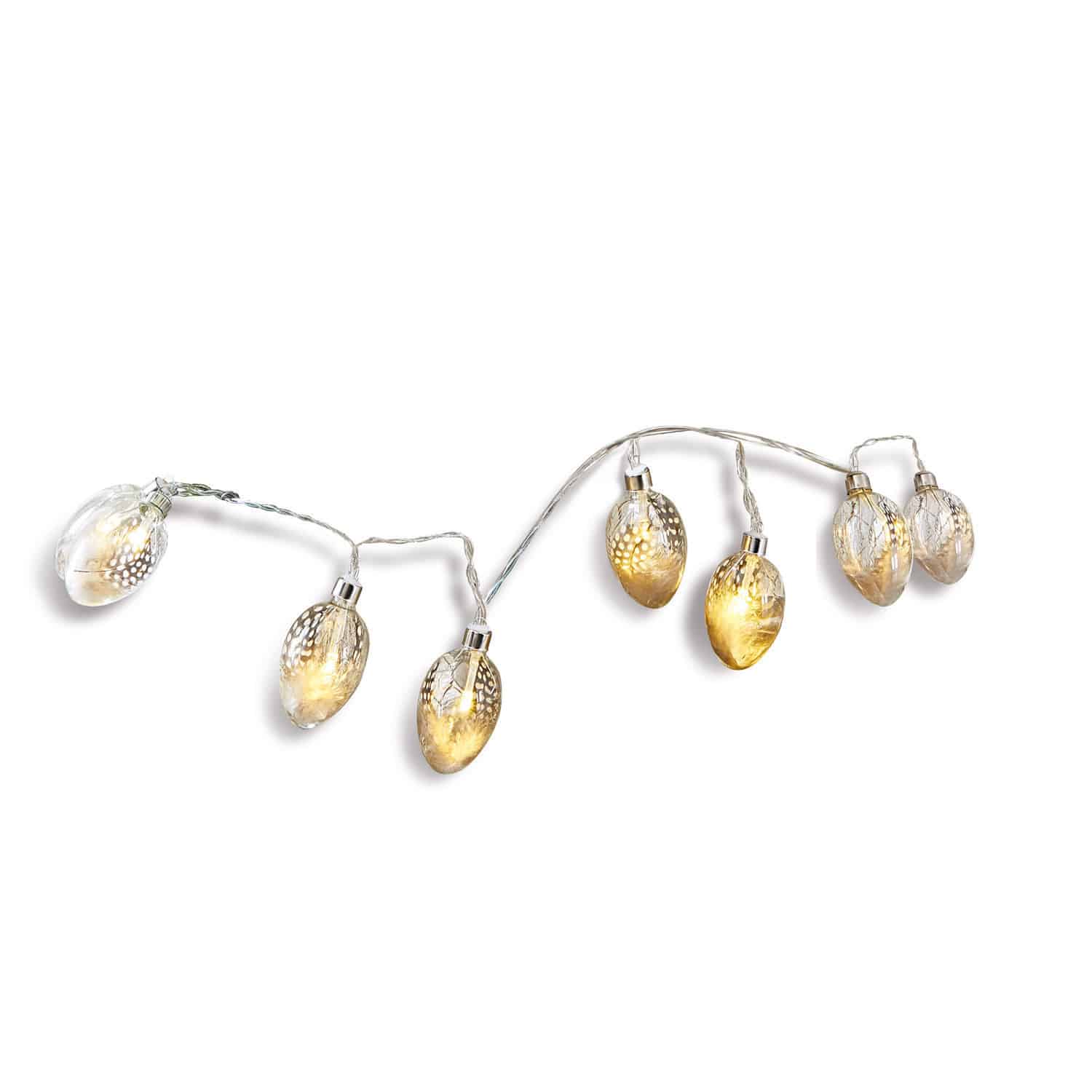 Guirlande lumineuse Meleren Guirlande lumineuse en verre transparent en forme d'œufs avec lumière chaude, décoration festive