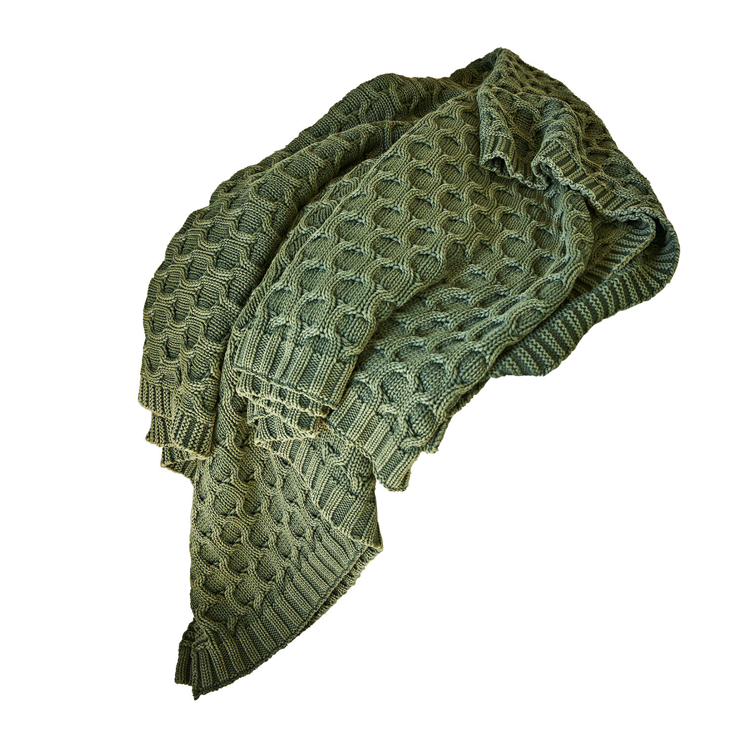 Plaid Sovilex Plaid vert tricoté avec motif épais, doux et décoratif, parfait pour salon et chambre à coucher