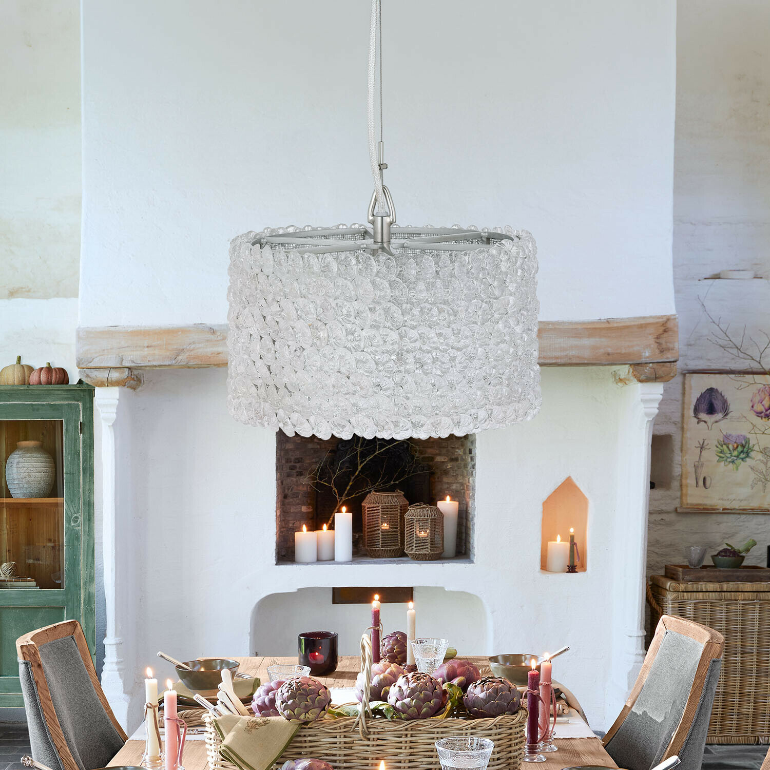 Suspension Célestoure Suspension en verre transparent avec éléments décoratifs pour salle à manger rustique