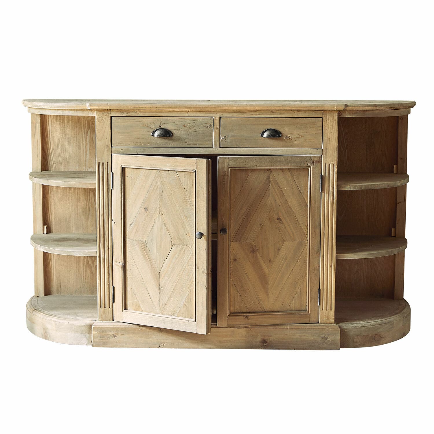 Buffet Tressique Buffet en bois naturel avec tiroirs et étagères ouvertes pour rangement dans le salon