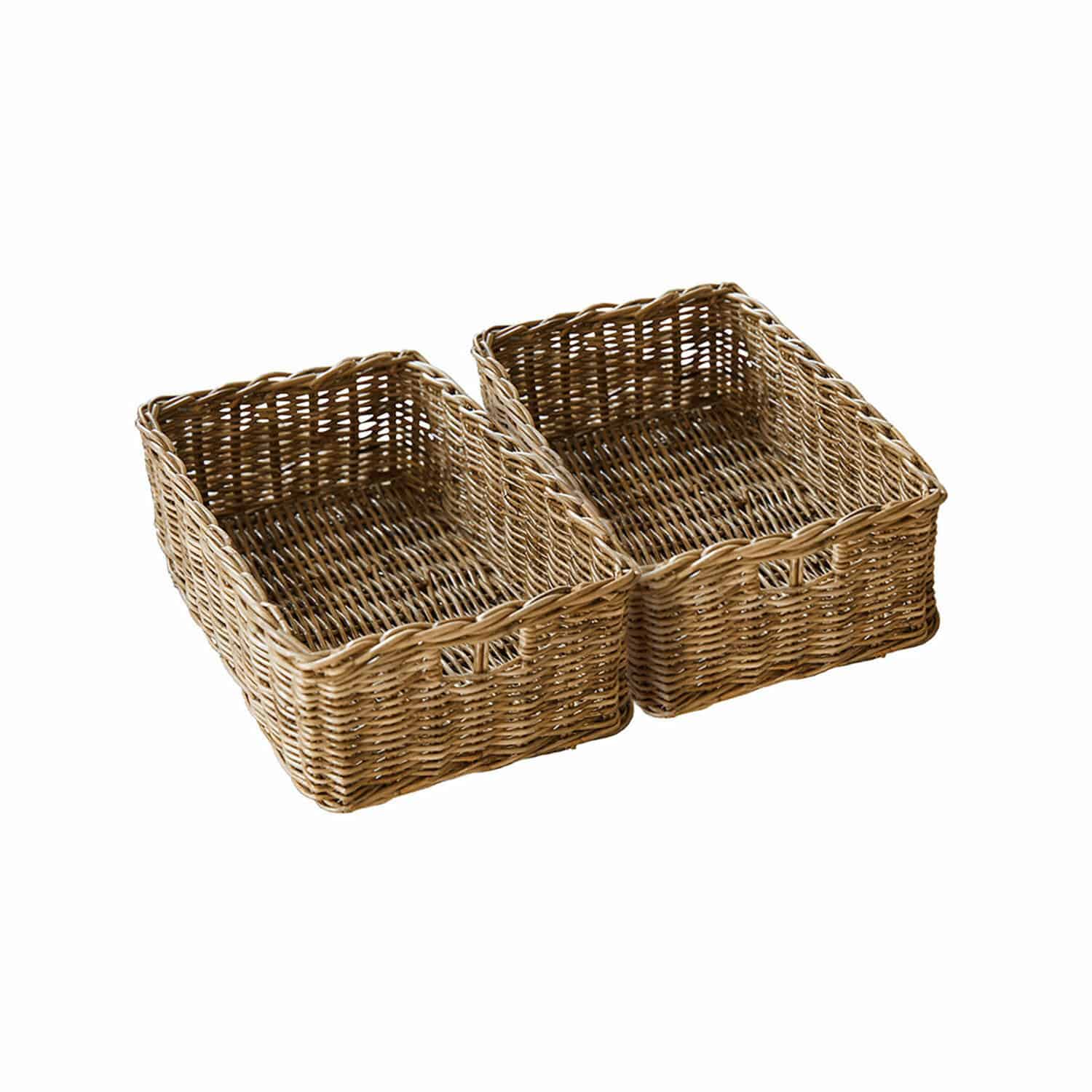 Lot de 2 paniers Callidia Ensemble de deux paniers rectangulaires en osier naturel pour rangement et organisation pratique