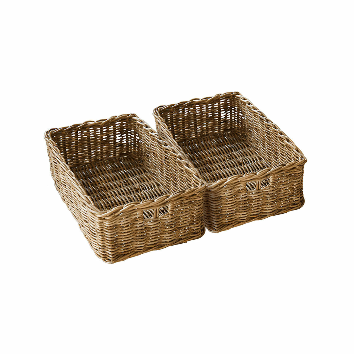 Lot de 2 paniers Callidia Ensemble de deux paniers rectangulaires en osier naturel pour rangement et organisation pratique