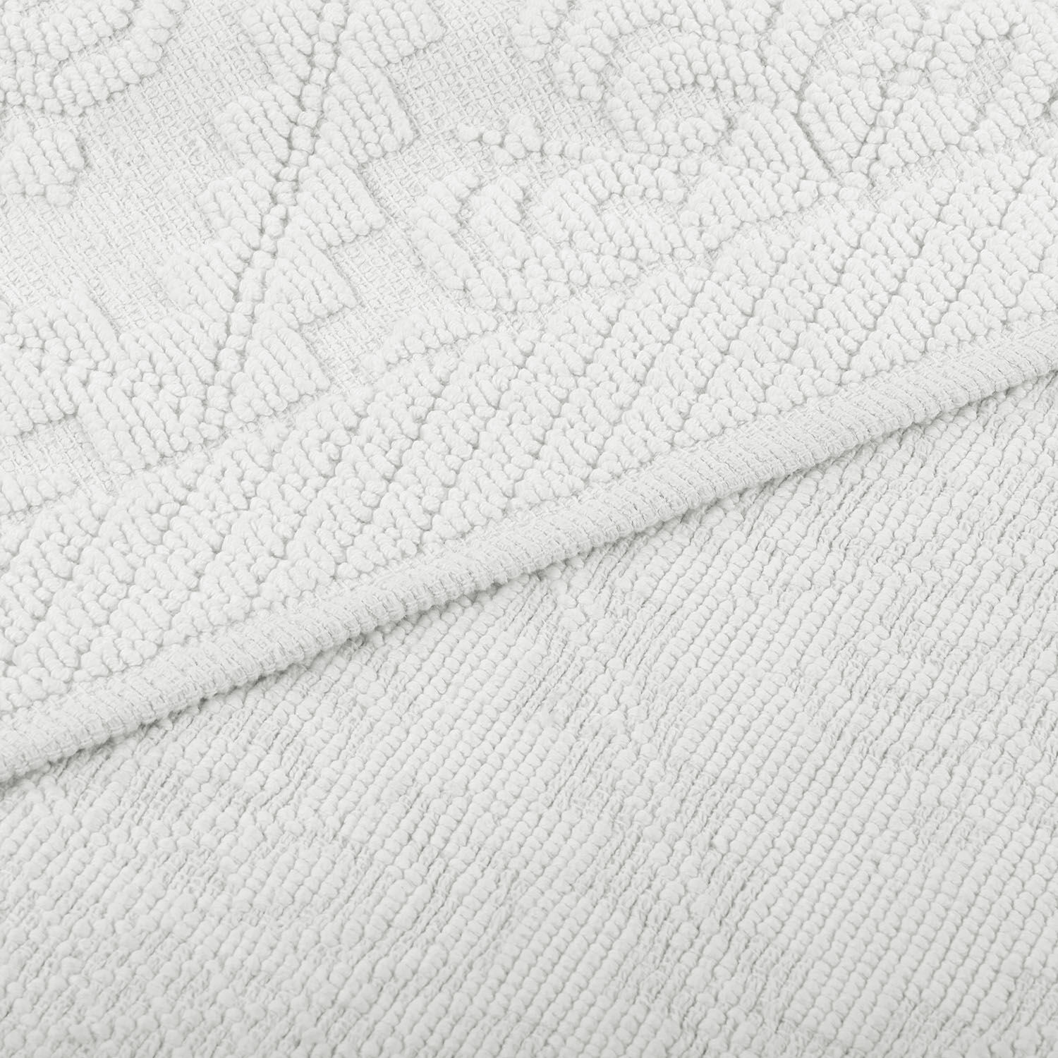 blanc Tapis de bain blanc Mivorex en coton doux avec motif subtil, antidérapant et absorbant