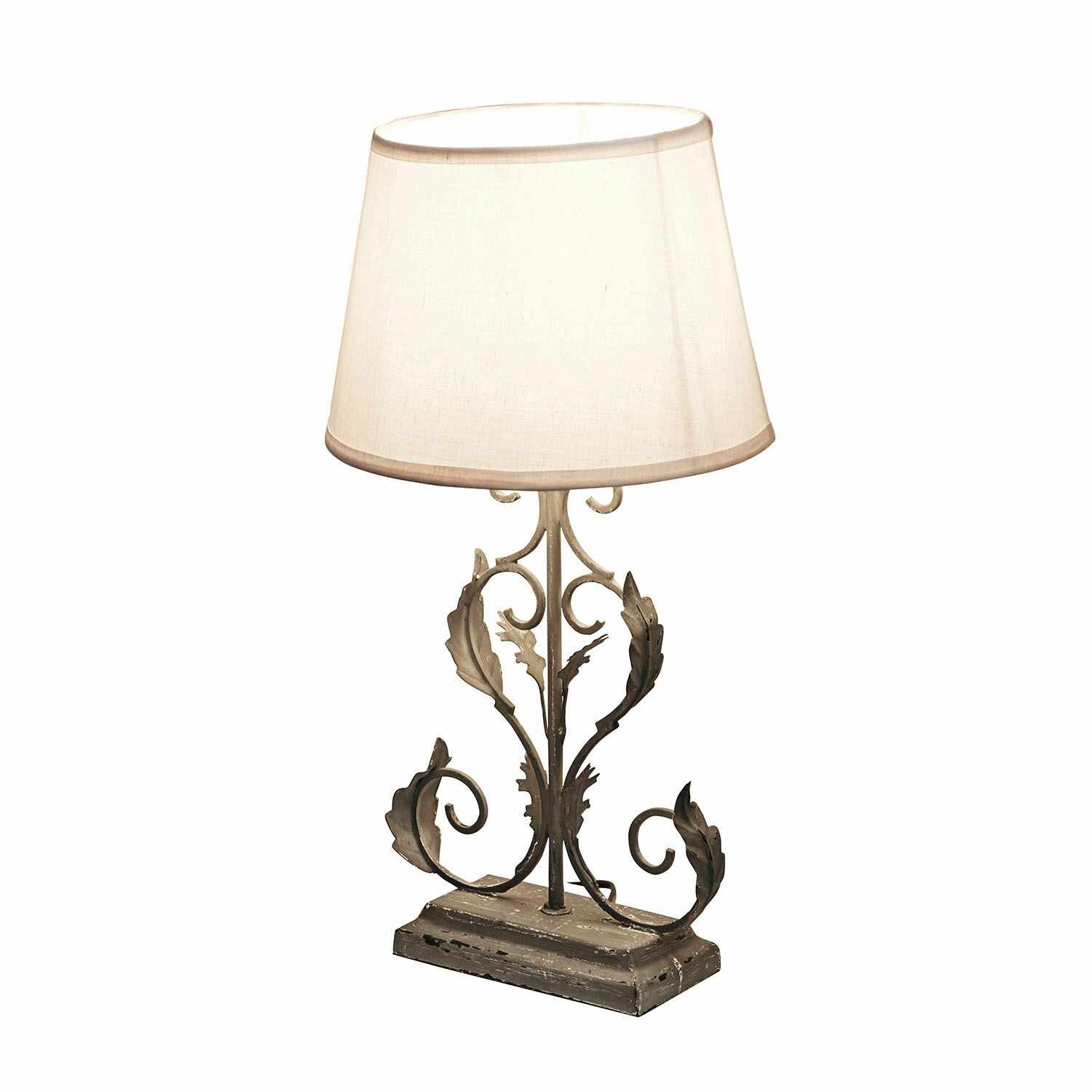 Lampe à poser Chanéac Lampe de table avec base en métal vintage et abat-jour crème pour décoration intérieure