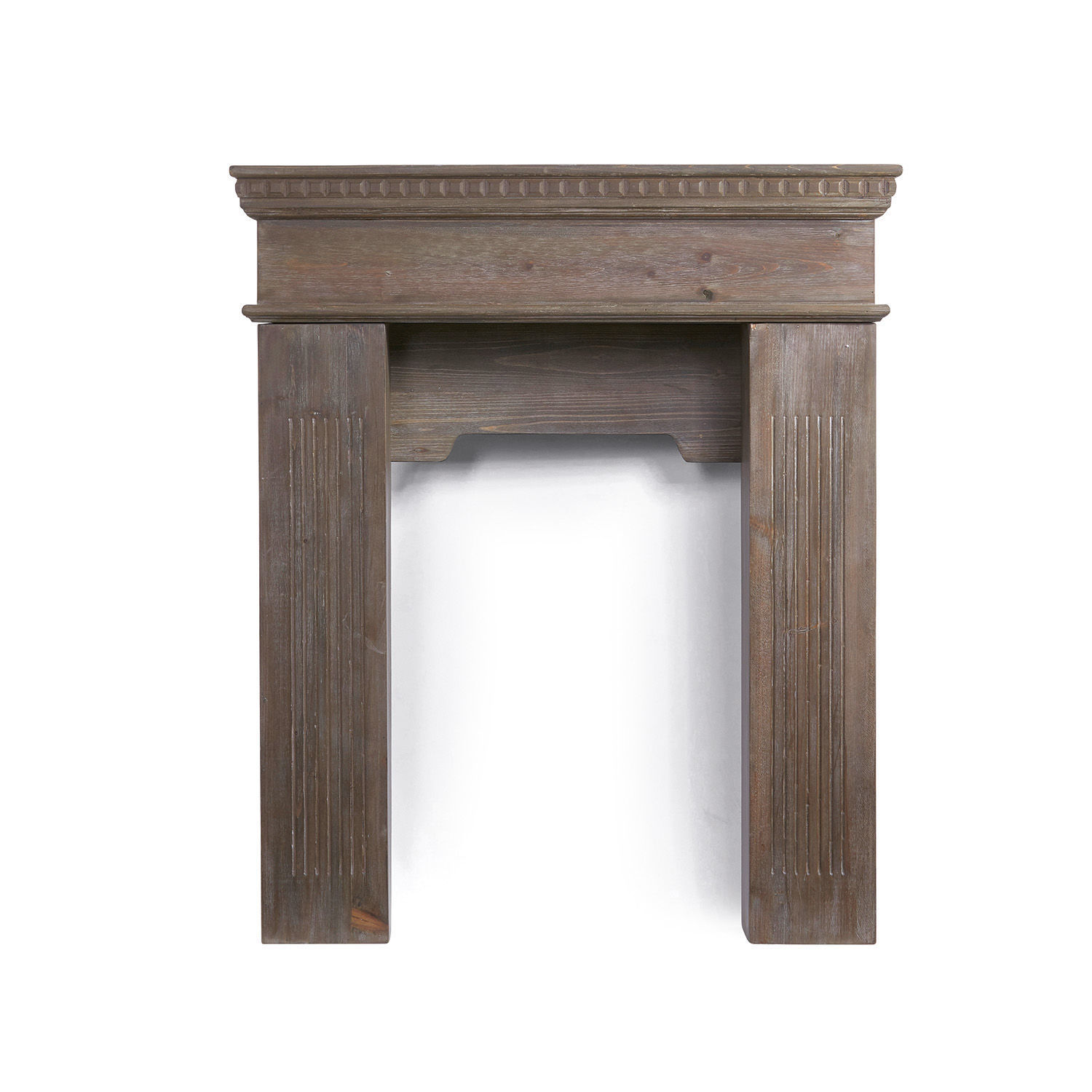 marron vieilli Console de cheminée Leesburg en bois couleur brun antique, meuble rustique pour salon