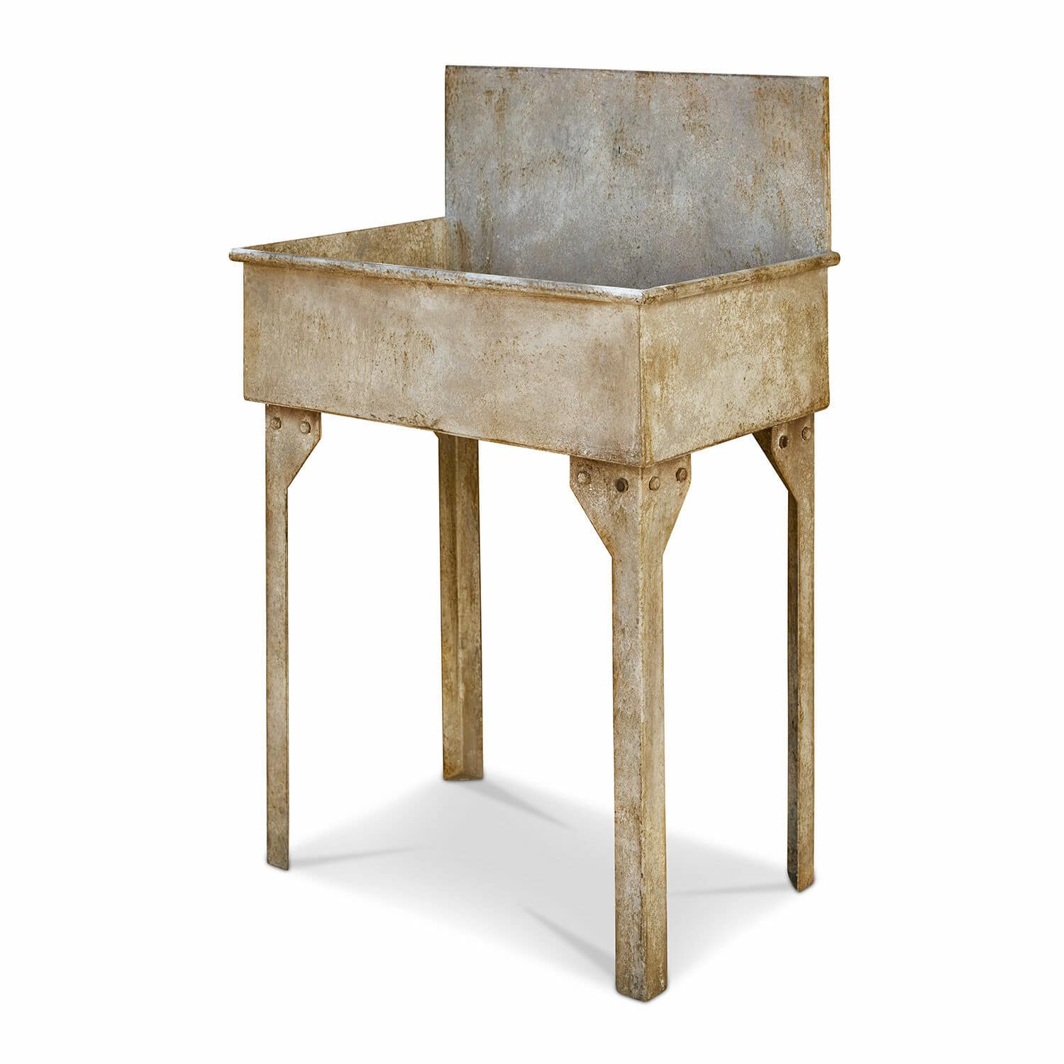 Évier extérieur Lison Jardinière sur pieds en métal beige vieilli pour décoration intérieure et extérieure