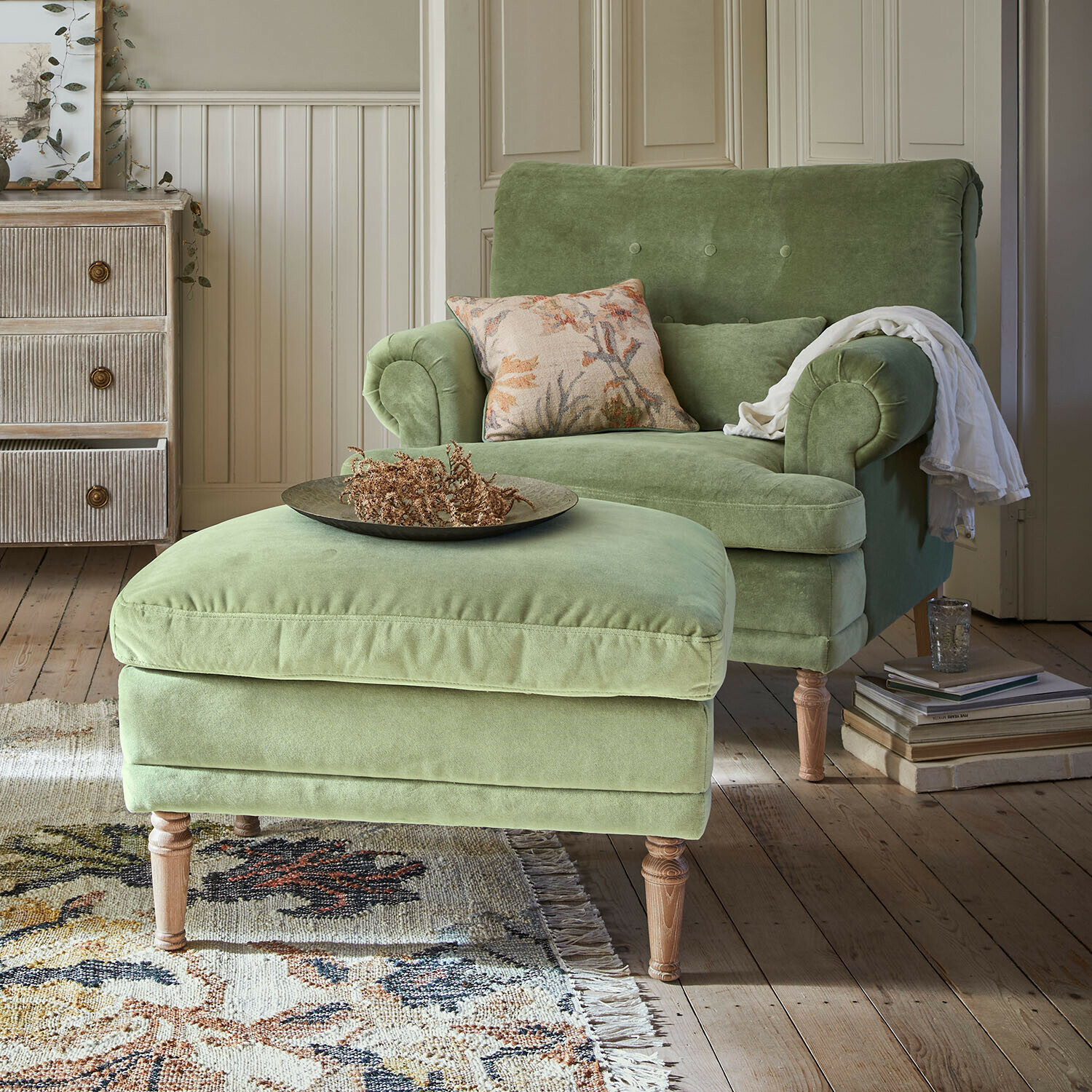 Fauteuil avec repose-pieds Éclat Émeraude