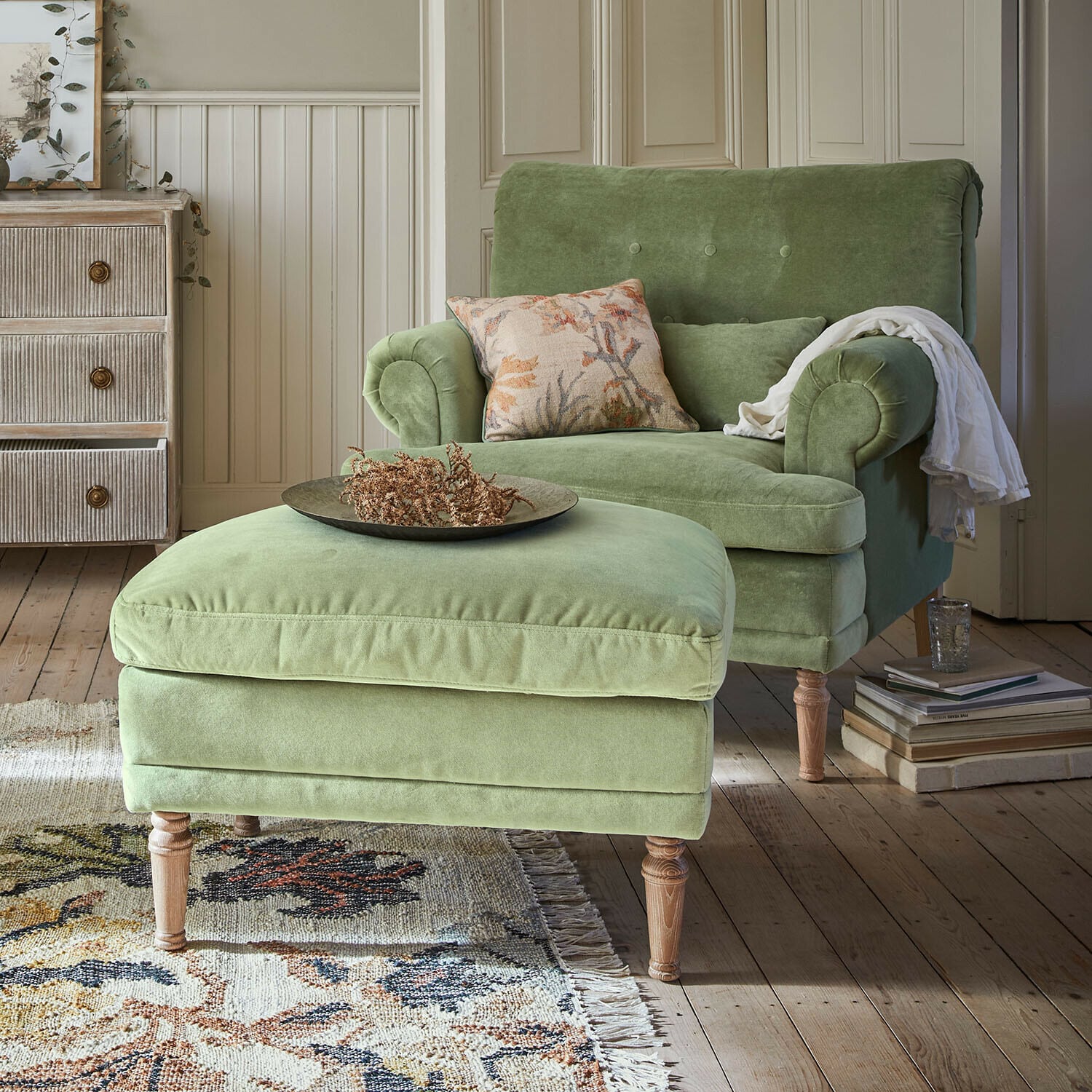 Fauteuil avec repose-pieds Éclat Émeraude