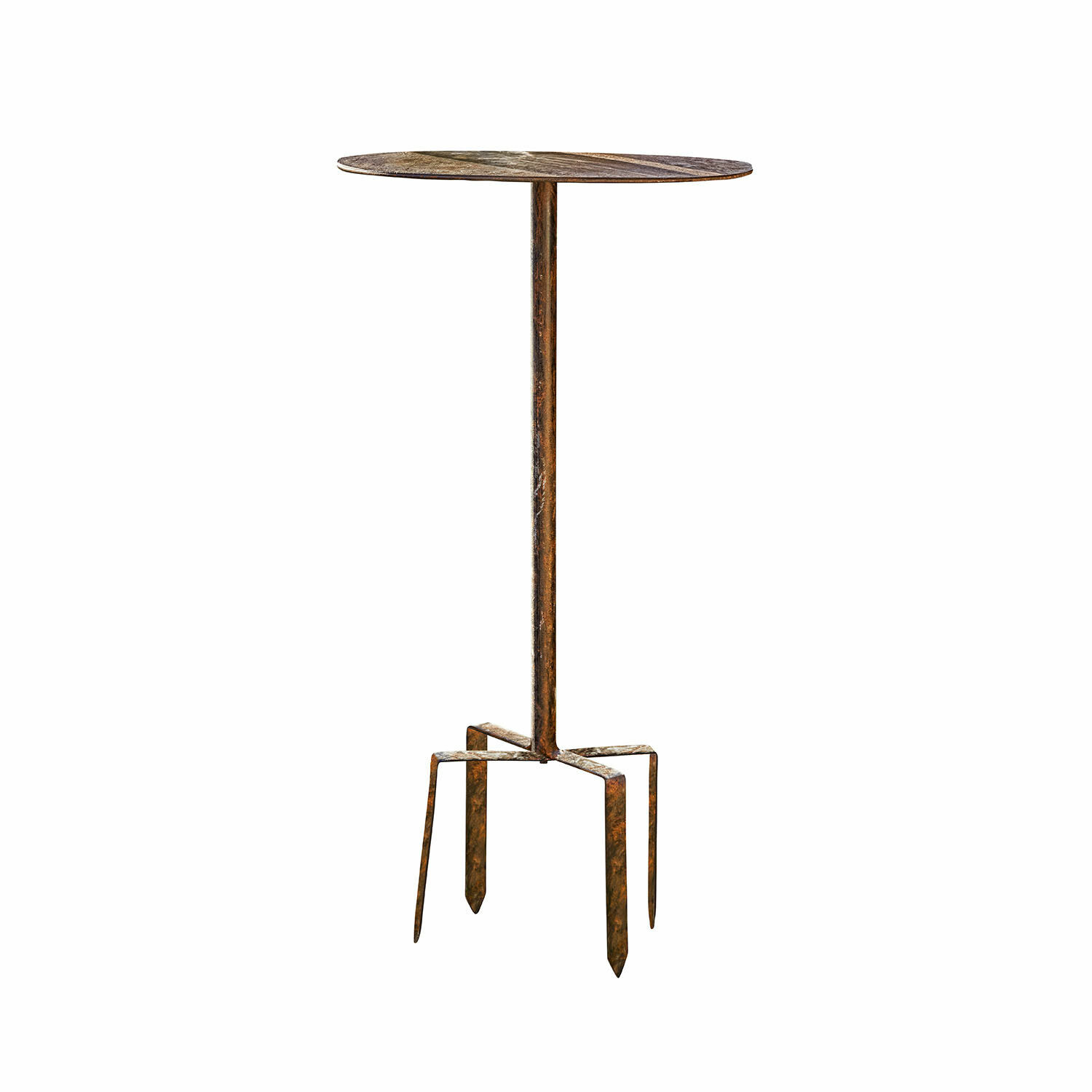 Table d'appoint Fermont en métal brun au design industriel, parfaite pour lofts et jardins modernes