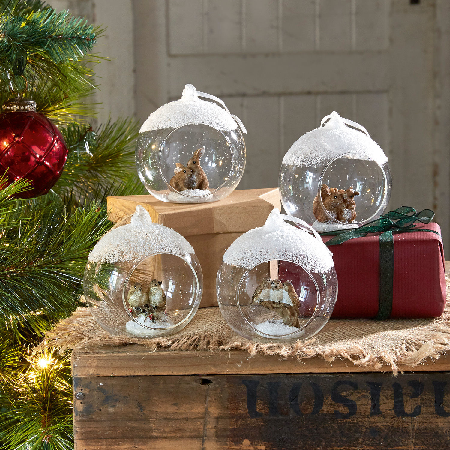 Lot de 4 décorations de Noël Animals