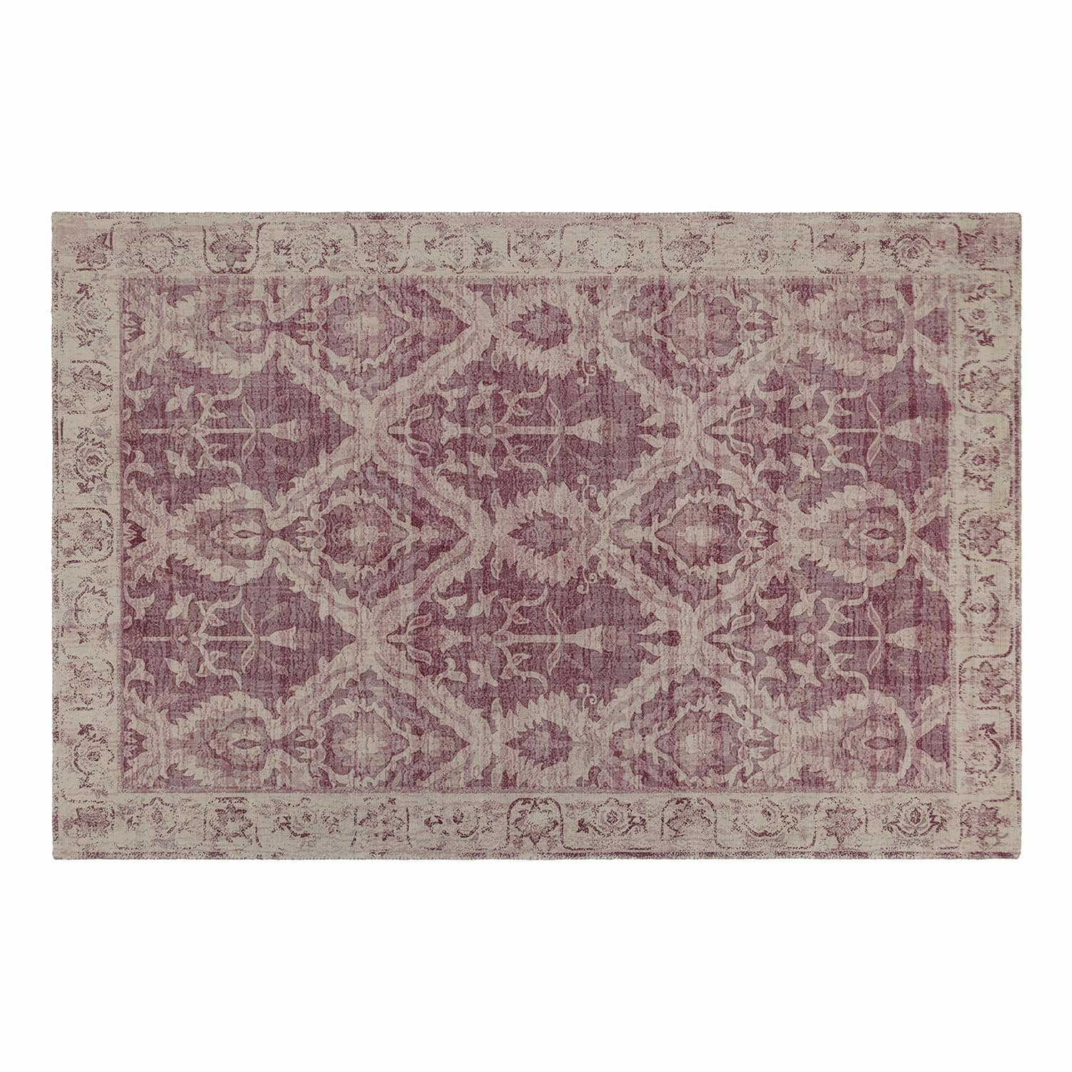 Tapis à motif oriental rose et beige, tissu doux, décoration intérieure élégante