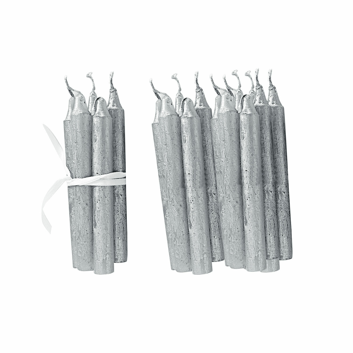 Lot de 20 bougies Noufa Lot de bougies de table argentées en cire, décoration élégante pour la maison et les fêtes