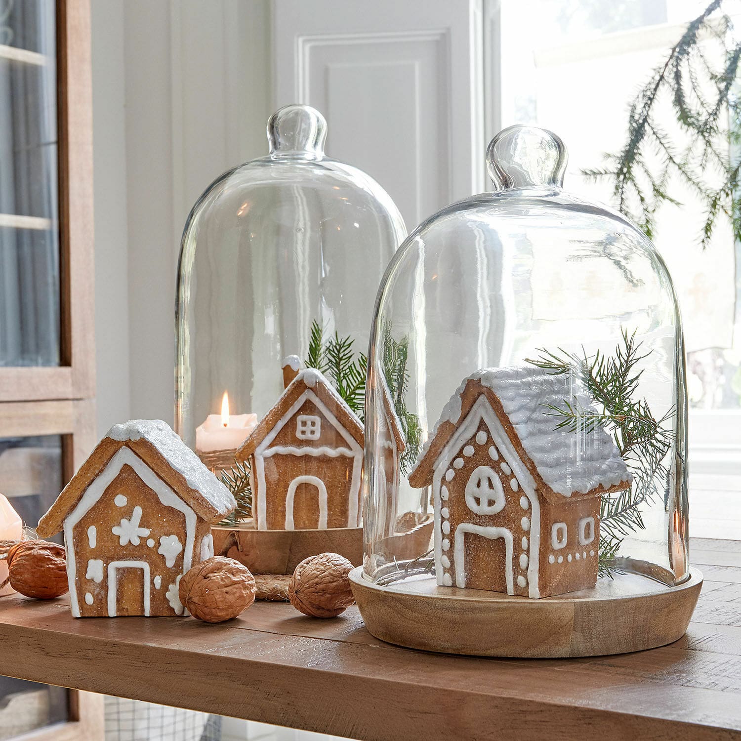 Lot de 2 cloches en verre avec plateaux New Hampshire