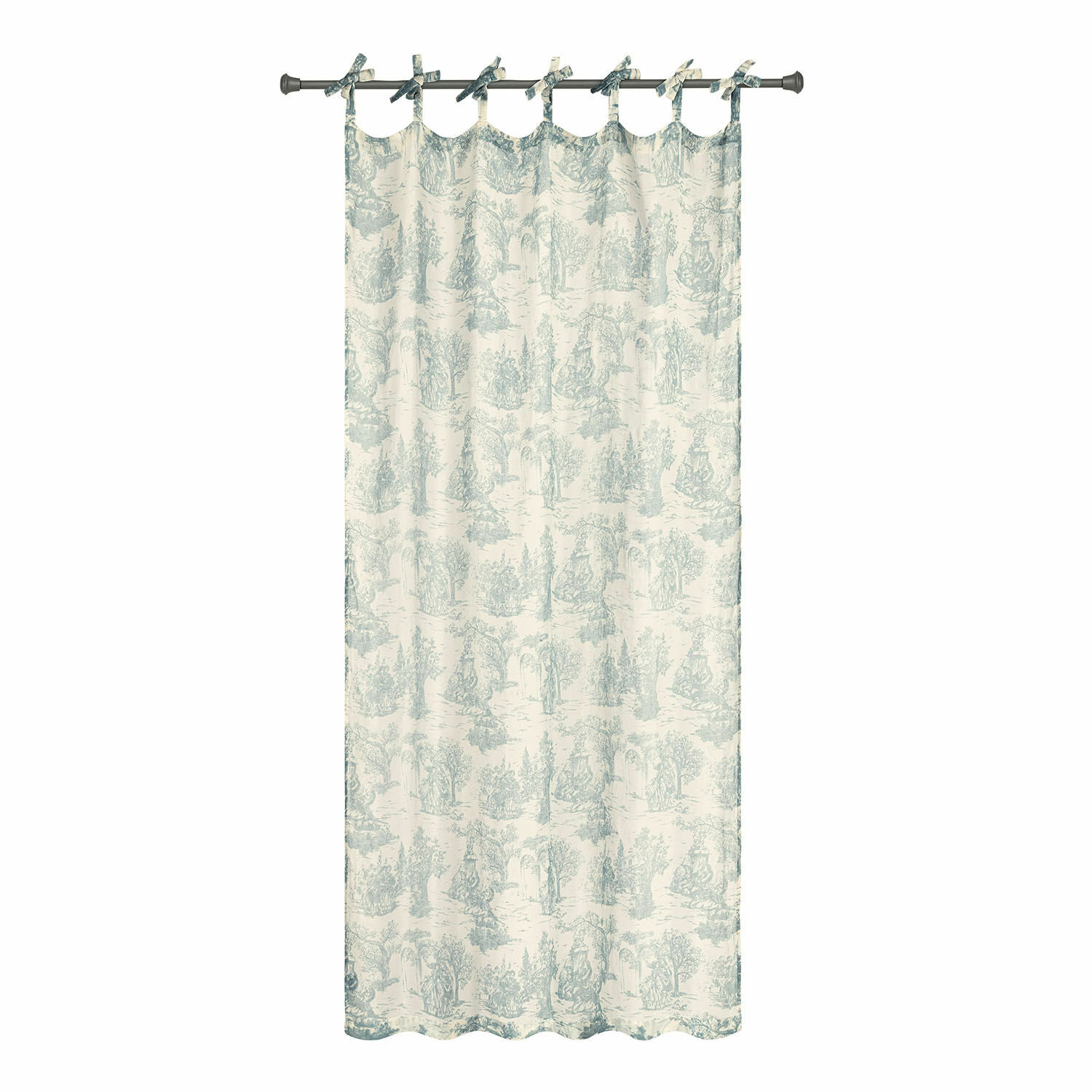 Rideau Dedwen Rideau en coton crème à motifs bleus avec attaches nouées, décoration de fenêtre élégante pour salon