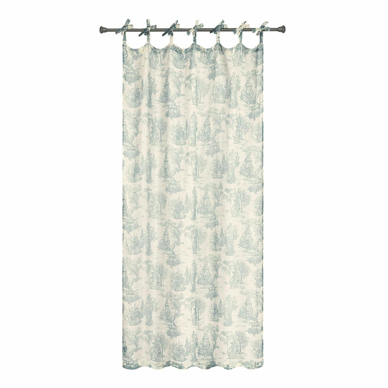 Rideau Dedwen Rideau en coton crème à motifs bleus avec attaches nouées, décoration de fenêtre élégante pour salon