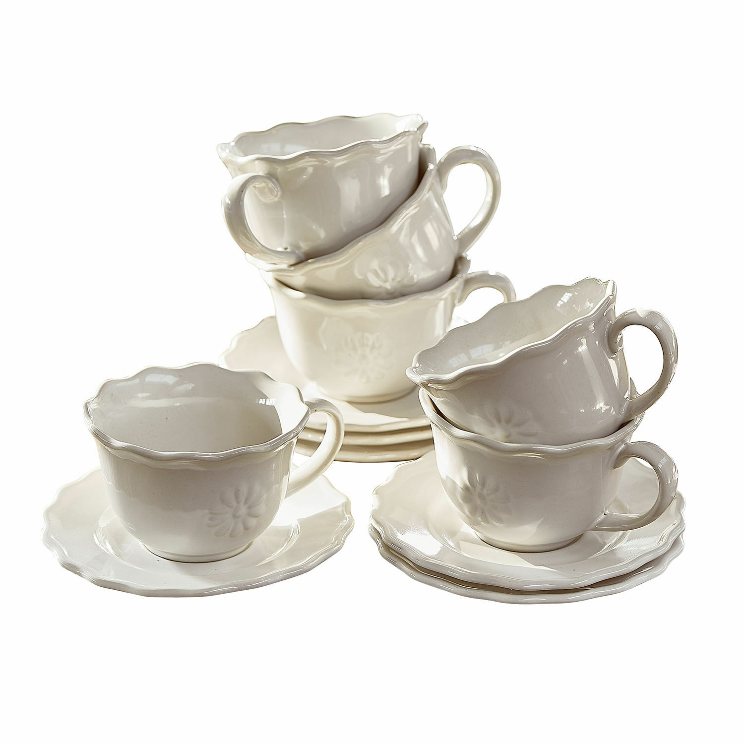 Lot de 6 tasses avec soucoupes Mallevesse