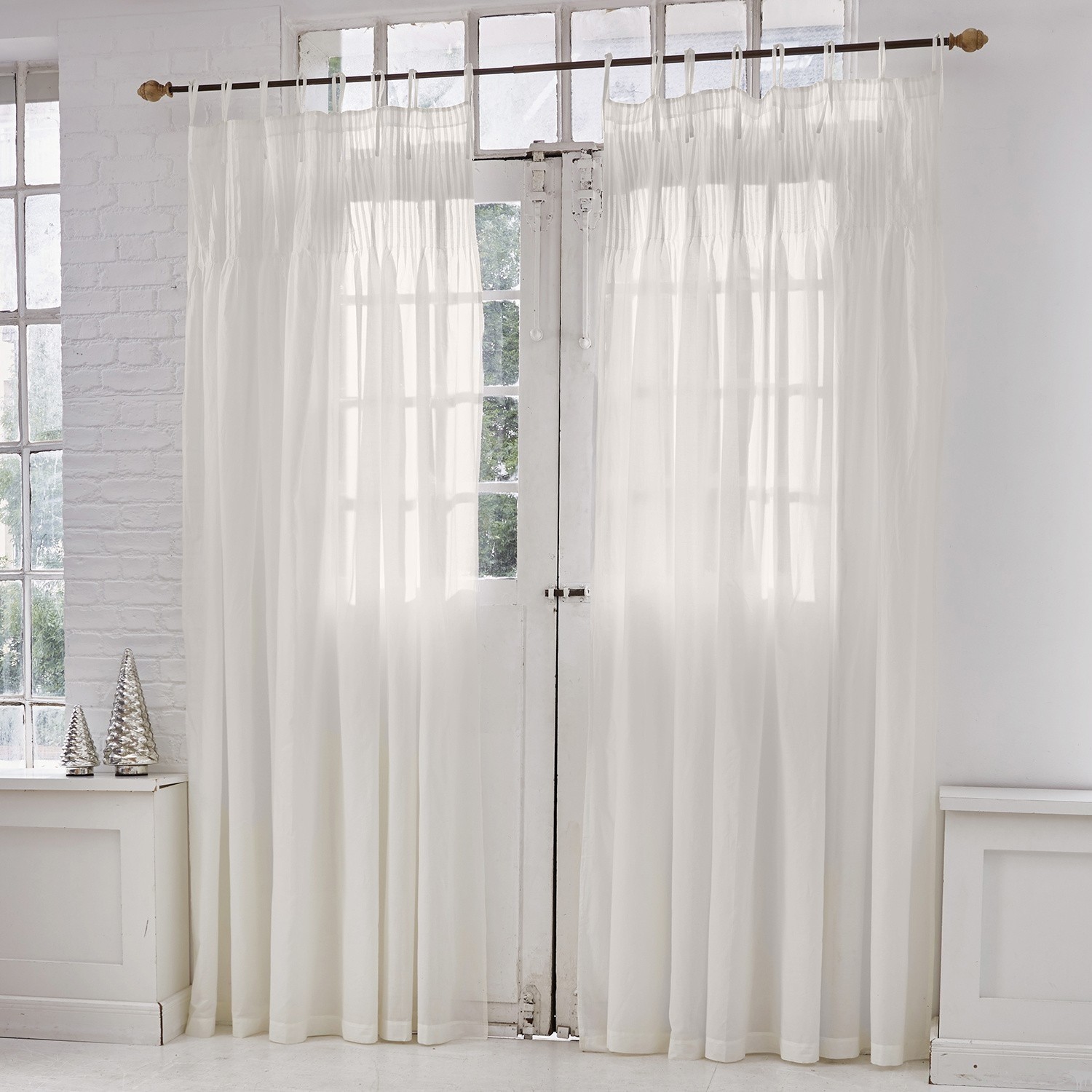 Voilage Martillac Rideaux blancs transparents en tissu léger pour décoration de fenêtres et intérieur
