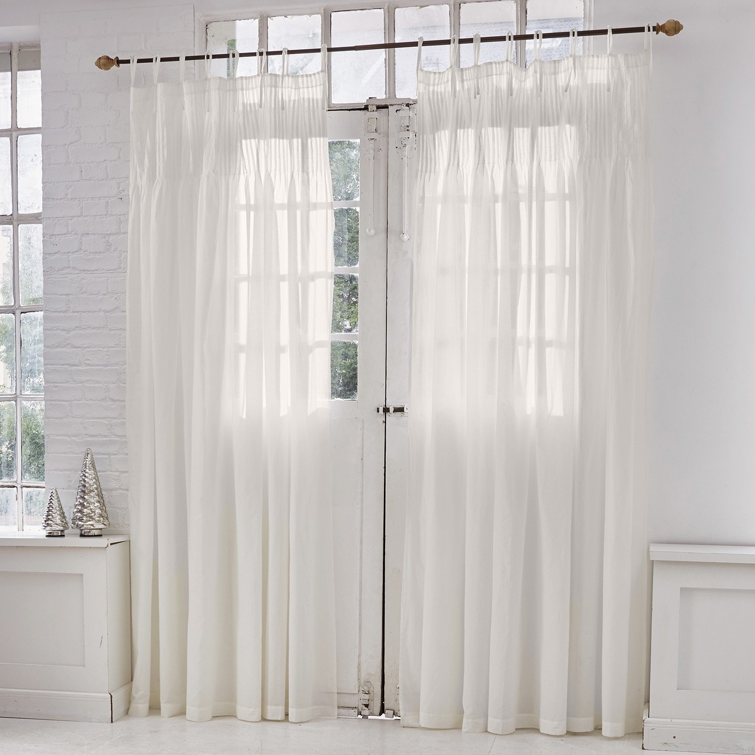 Voilage Martillac Rideaux blancs transparents en tissu léger pour décoration de fenêtres et intérieur