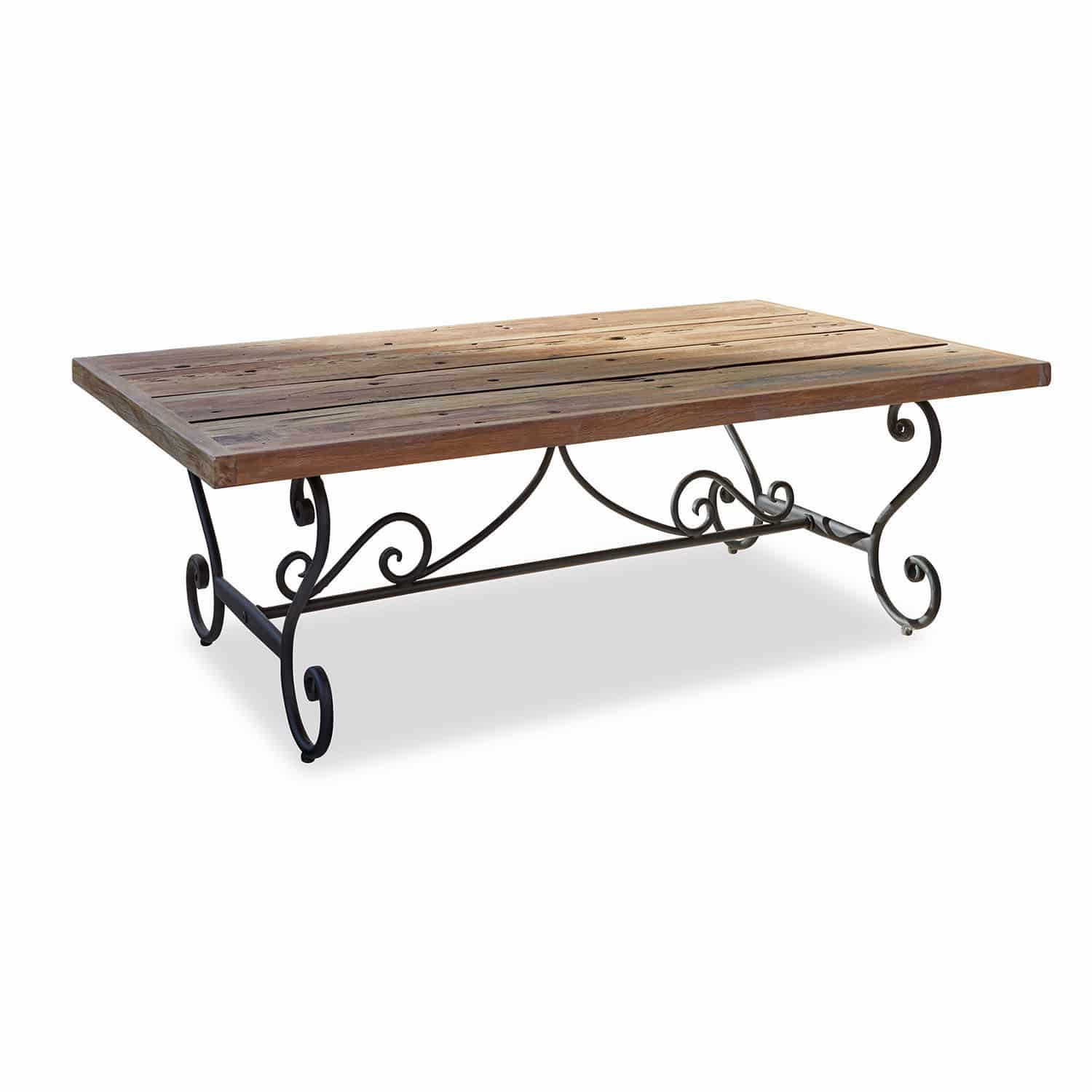 Table Fontaneda Table basse en bois et métal avec pieds décoratifs vintage, couleur marron et noir