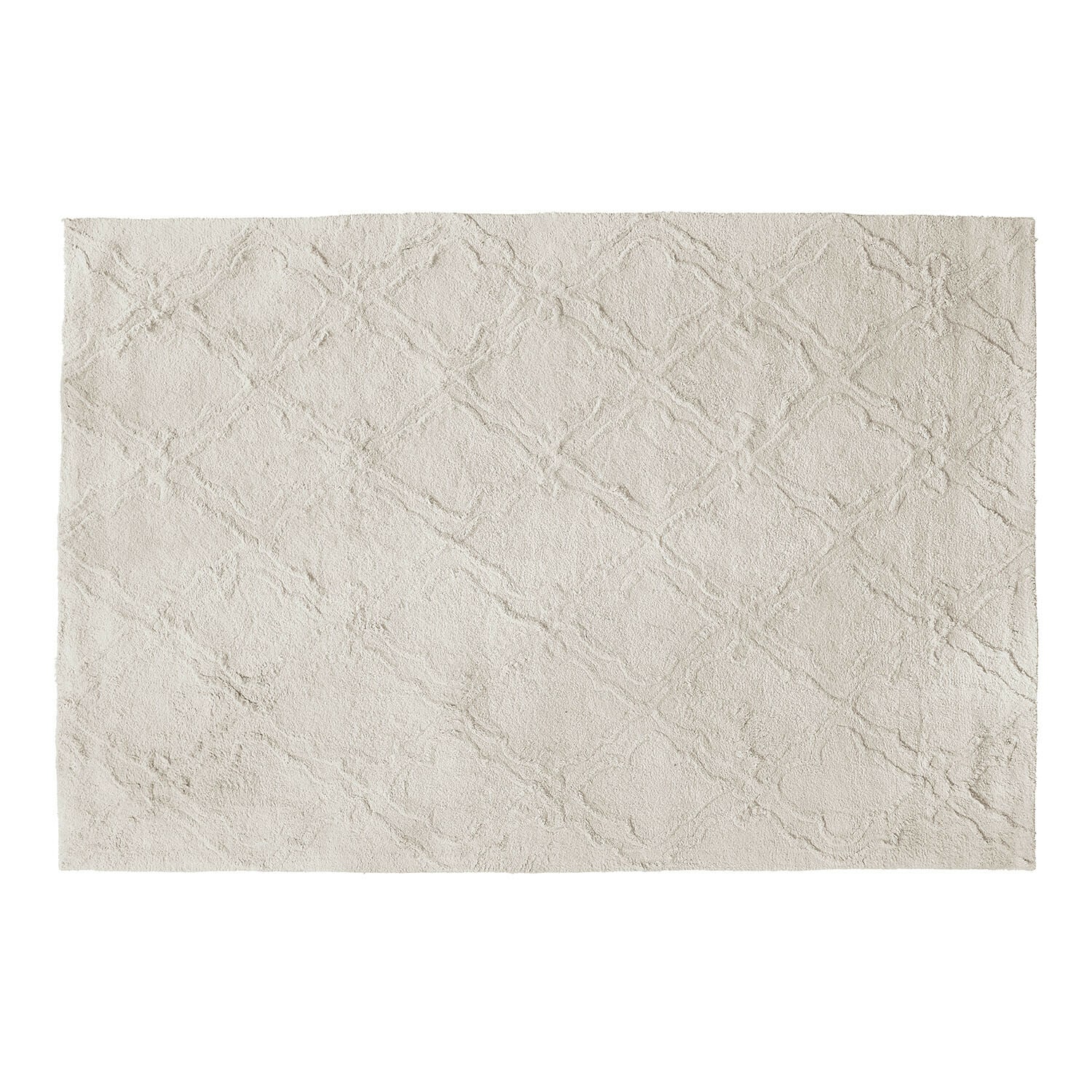 Tapis de bain beige en coton doux avec motif discret, parfait pour la salle de bain