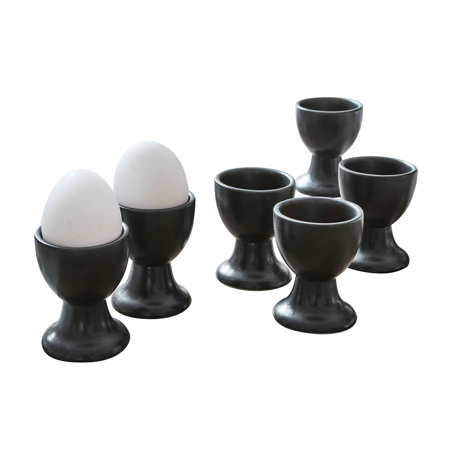 noir Ensemble de 6 coquetiers noirs en céramique Biarritz pour cuisine et petit-déjeuner