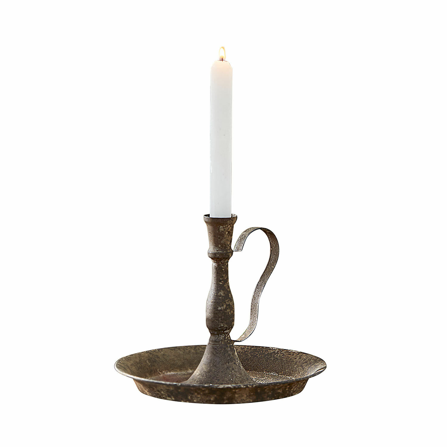 Bougeoir Plixora Chandelier en métal rouillé avec poignée et bougie blanche, décoration intérieure vintage