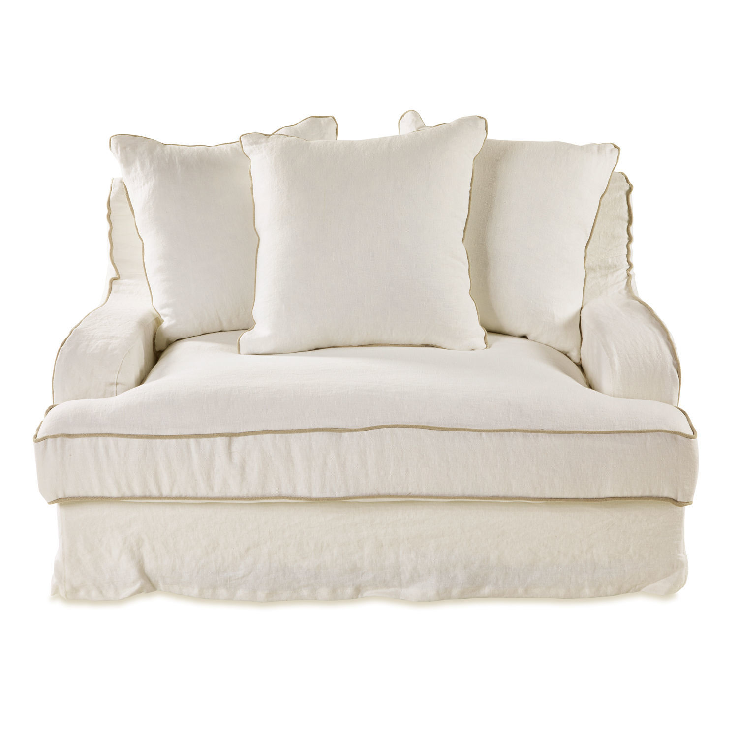 blanc/beige Canapé Monaco blanc en tissu avec coussins moelleux, idéal pour un salon confortable