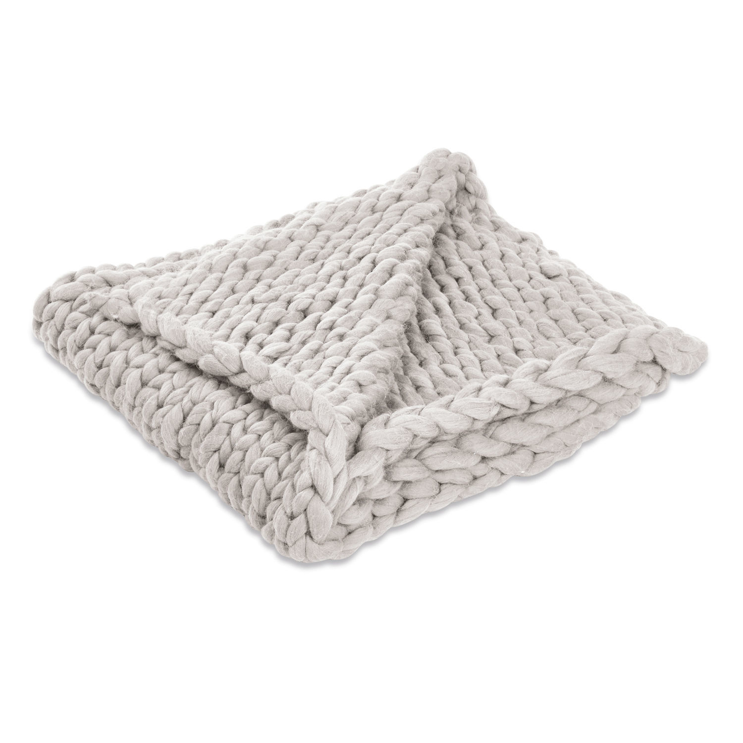 Plaid Reidous Plaid épais gris clair en grosse maille douce, parfait pour une décoration intérieure chaleureuse