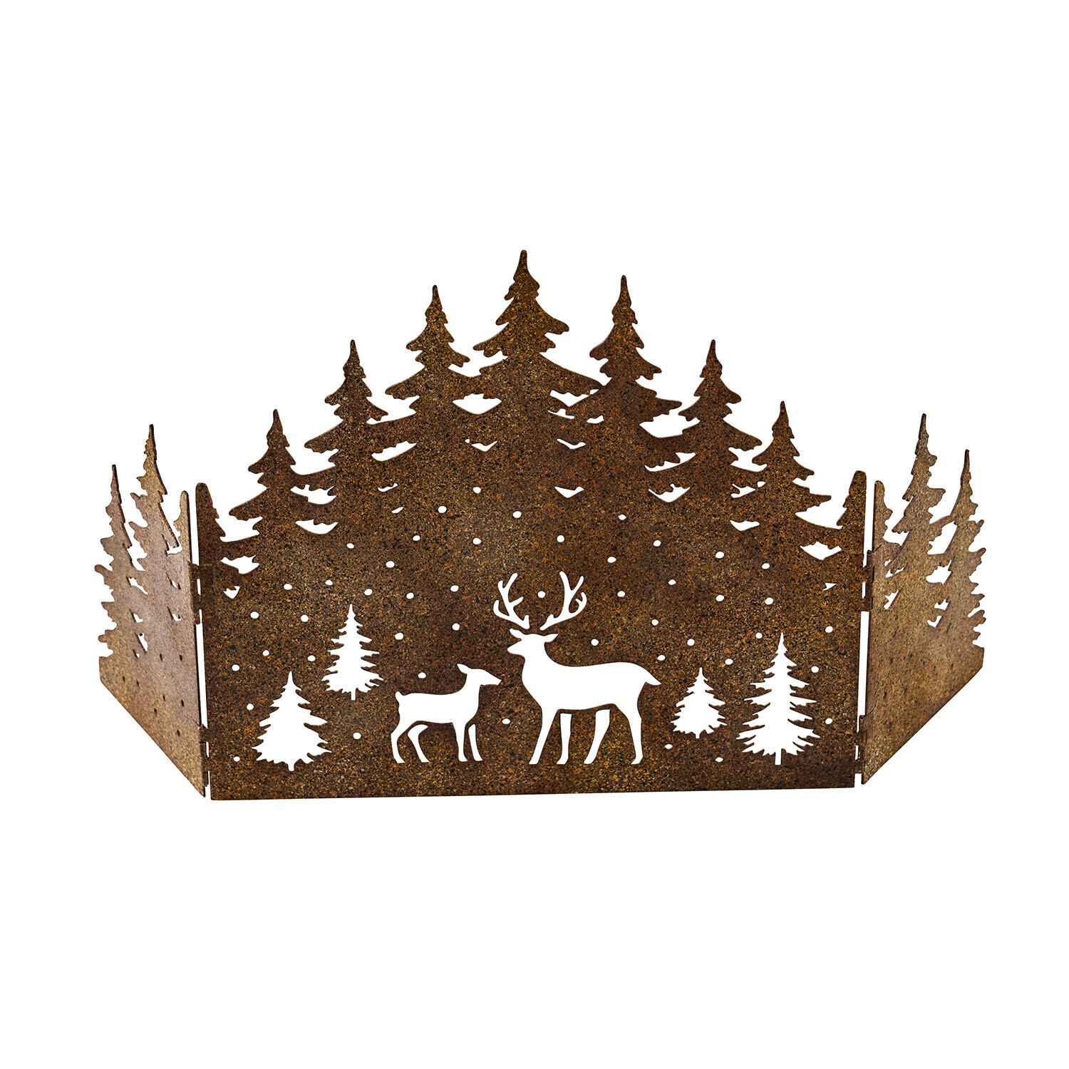 Paravent décoratif Solenda Panneau décoratif en métal rouillé avec motif forêt et cerfs, décoration intérieure et de Noël rustique