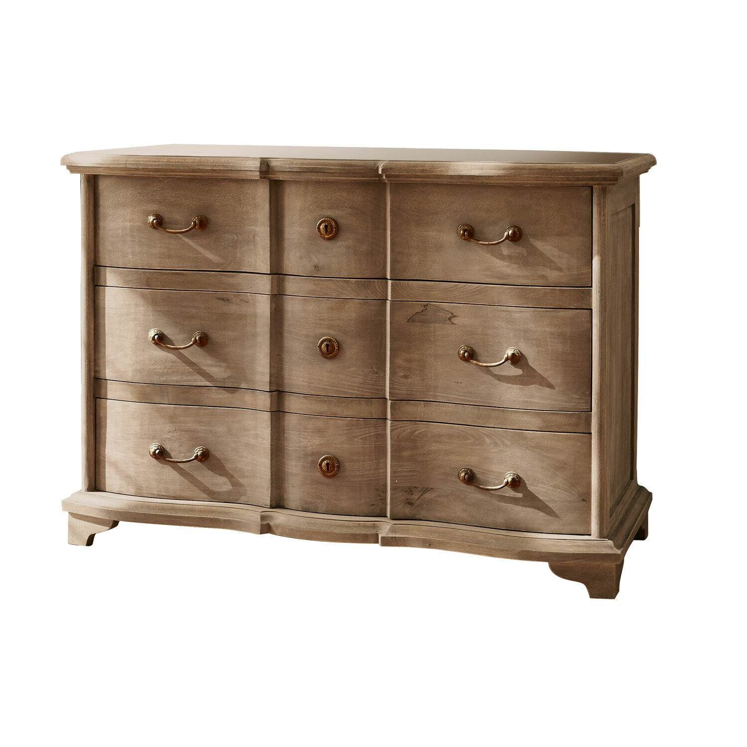 marron vieilli Commode Aiguillon en bois couleur brun antique avec six tiroirs pour rangement pratique