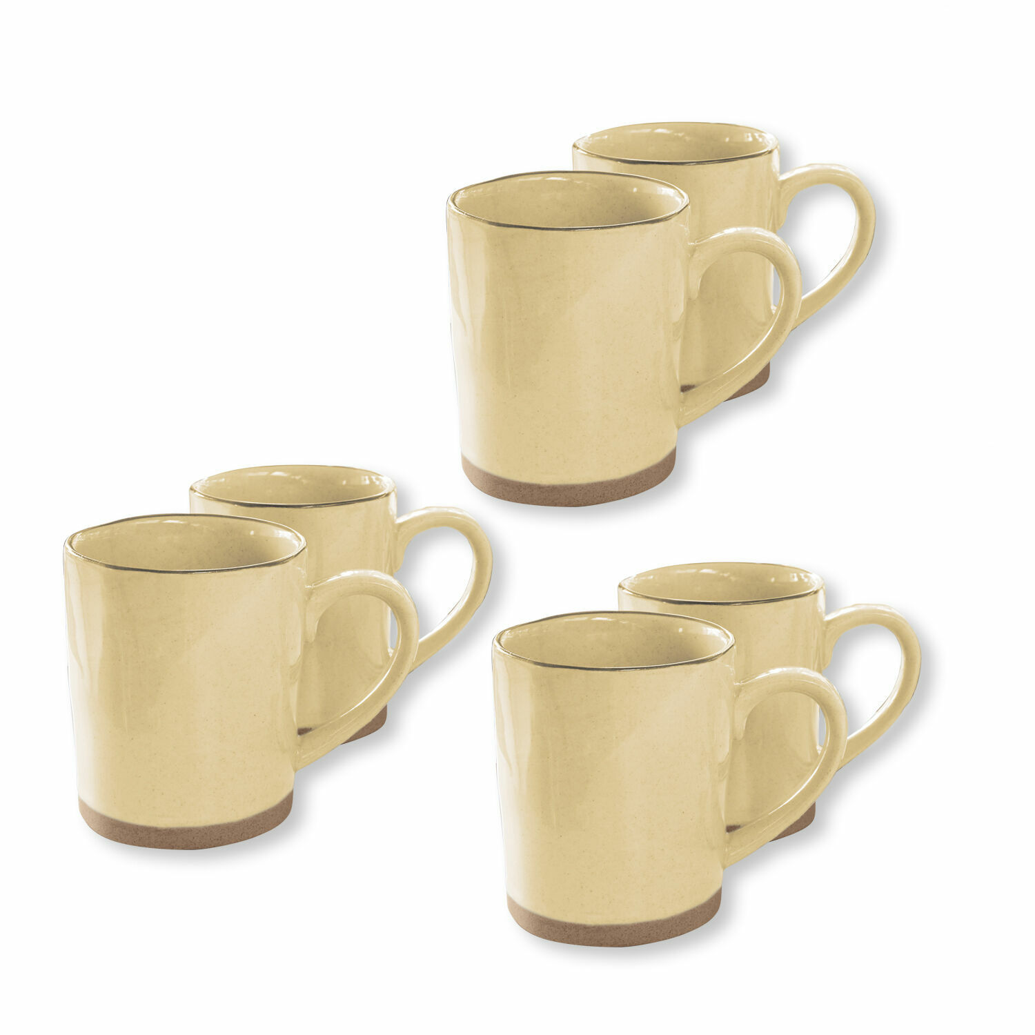 jaune Ensemble de 6 mugs en céramique Biarritz jaune avec base marron pour café et thé