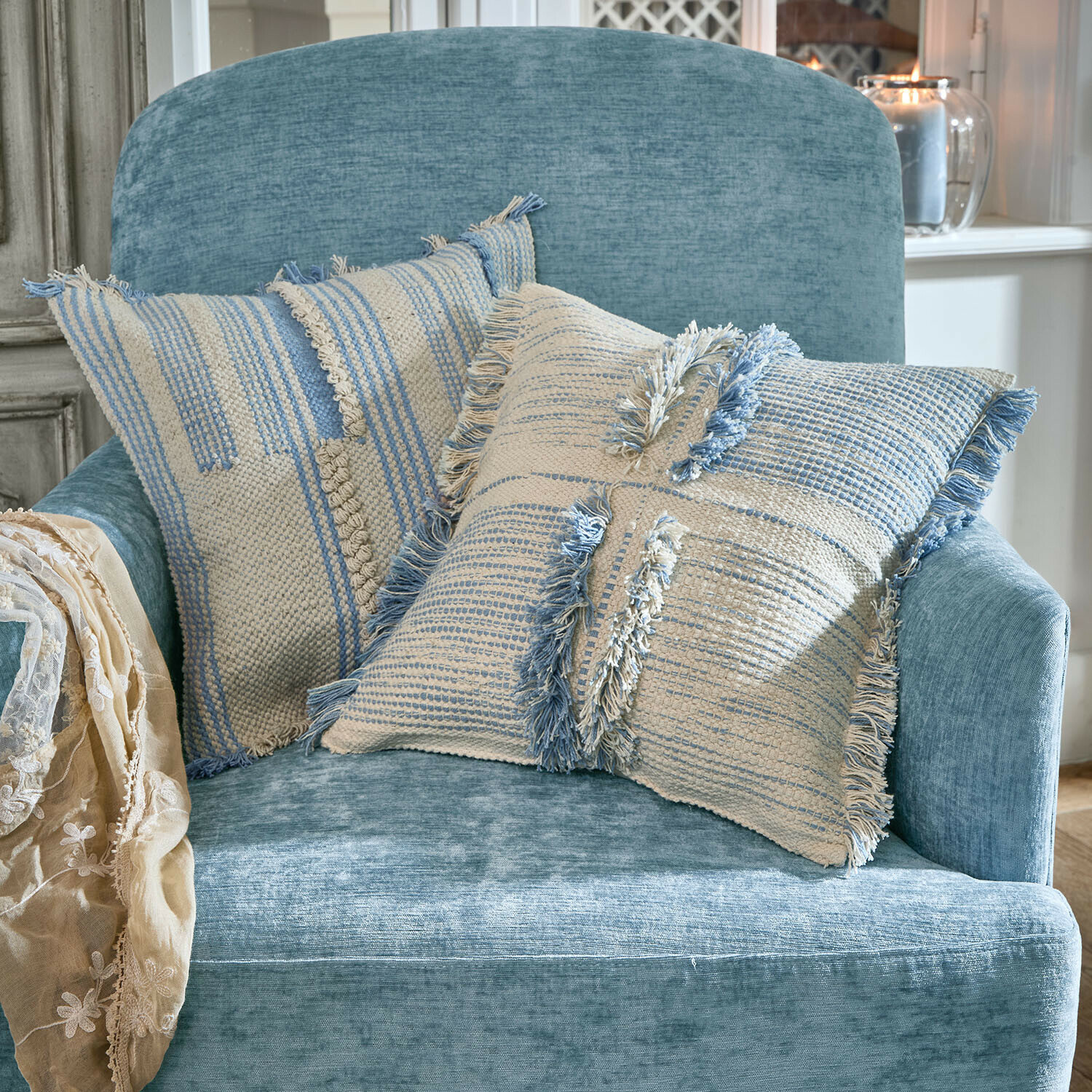 Lot de 2 housses de coussins Ciel d'Azur