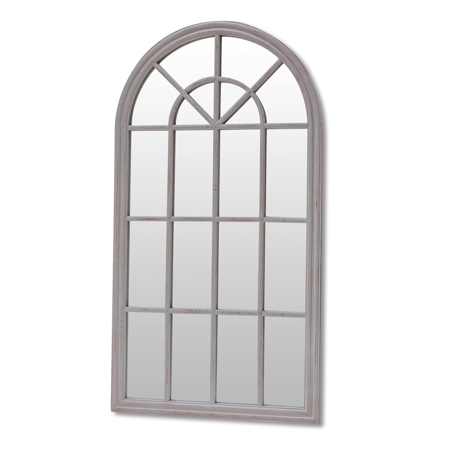 Miroir Elters Miroir mural en bois gris avec cadre arrondi et sections divisées pour décoration intérieure