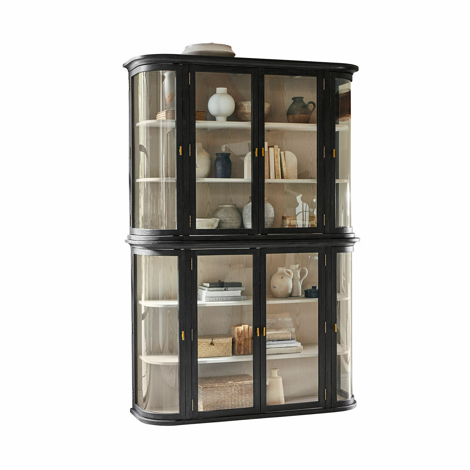 Vitrine Sturminster Vitrine en bois noir avec portes vitrées et étagères pour décorations et livres