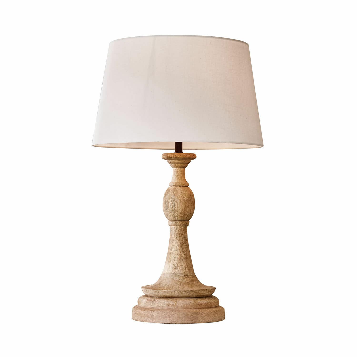 Lampe à poser Dardilly Lampe de table avec base en bois naturel et abat-jour blanc, éclairage décoratif intérieur