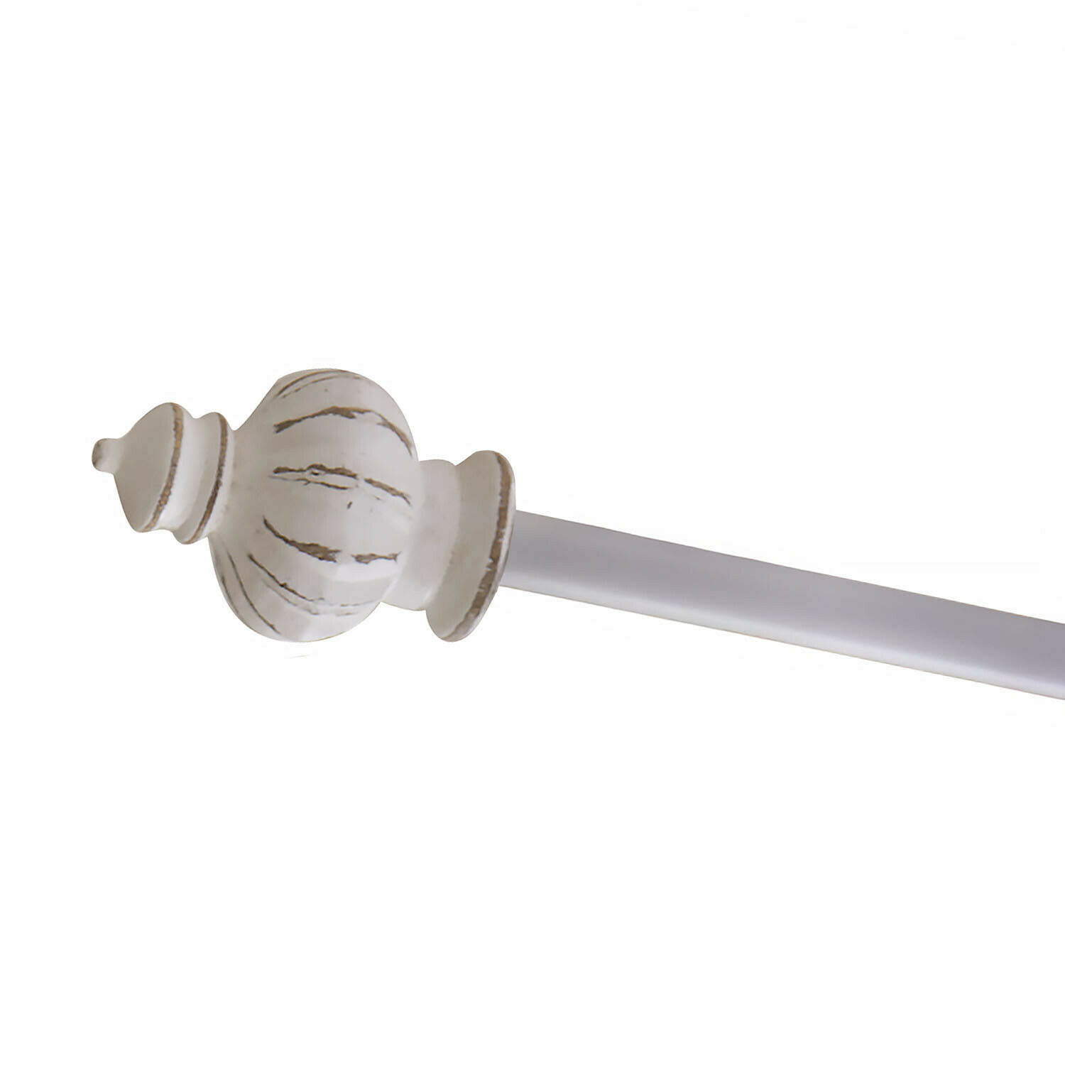 Tringle à rideau blanche en métal avec finition vieillie pour décoration intérieure élégante