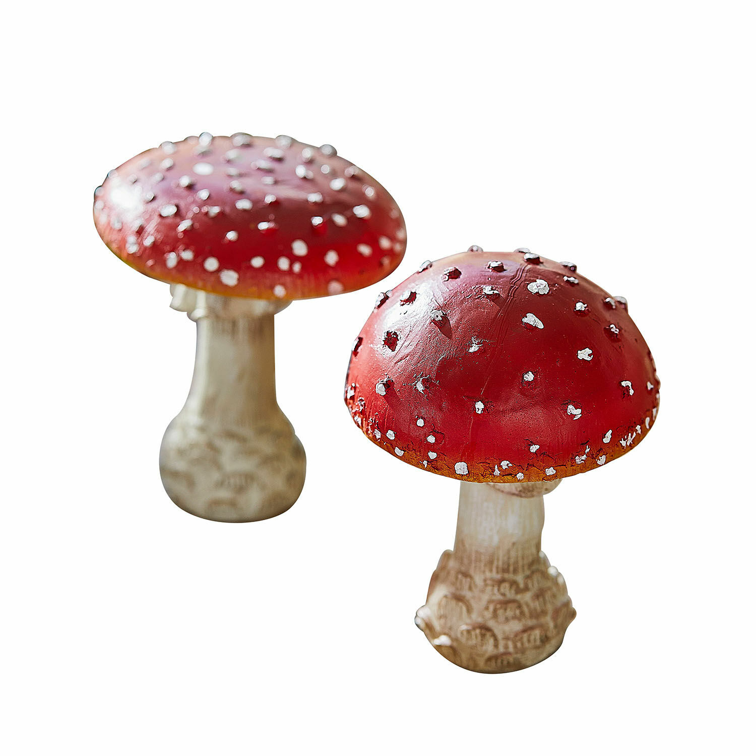 Lot de 2 champignons décoratifs Quintelle Champignons décoratifs rouges amanites avec taches blanches pour décoration intérieure et jardin