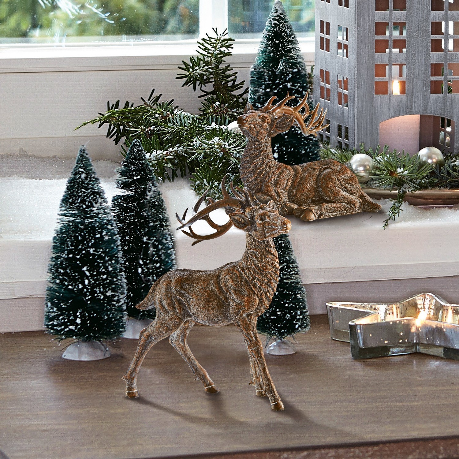 Lot de 2 décorations cerfs Guy & Gustav