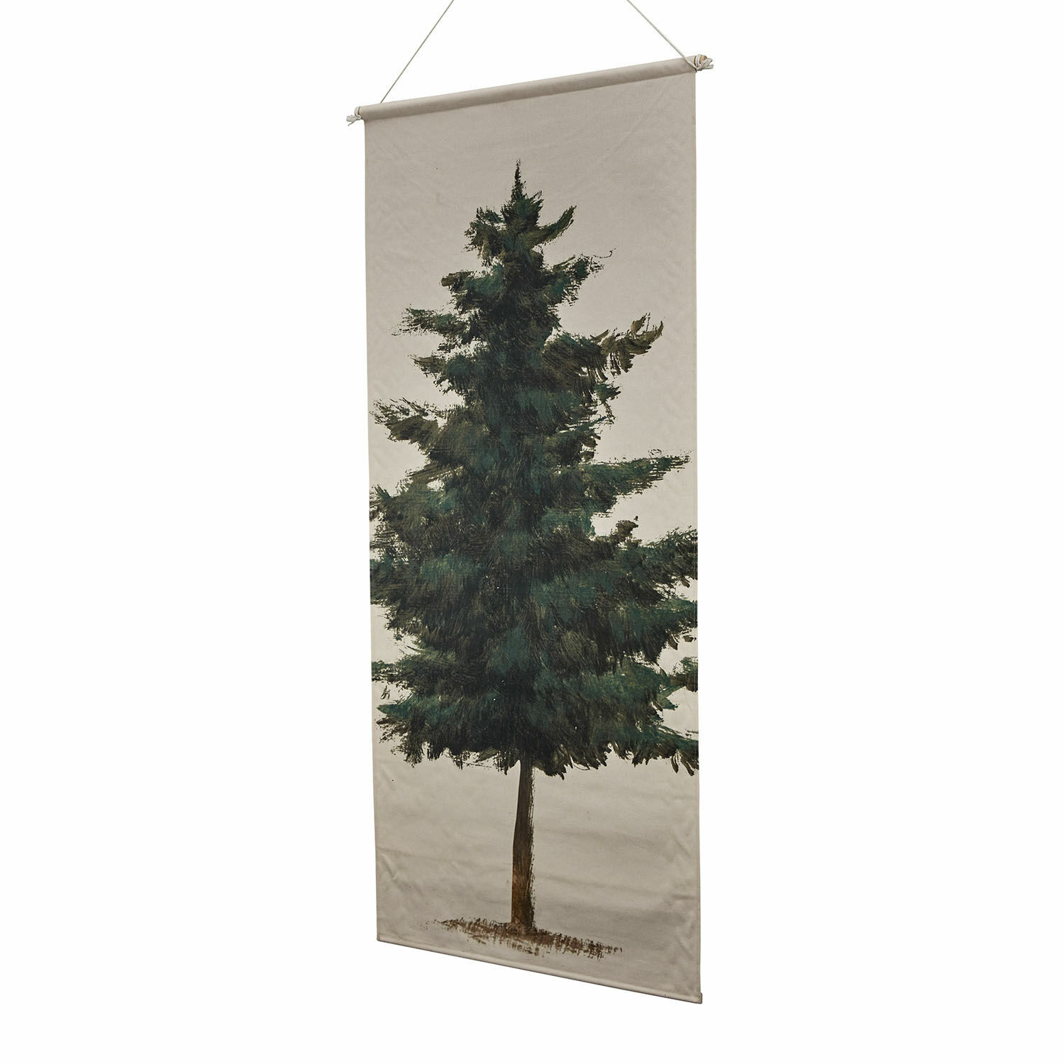 Tableau Pierrine Toile décorative avec un pin vert sur fond beige, suspendue pour décoration murale intérieure